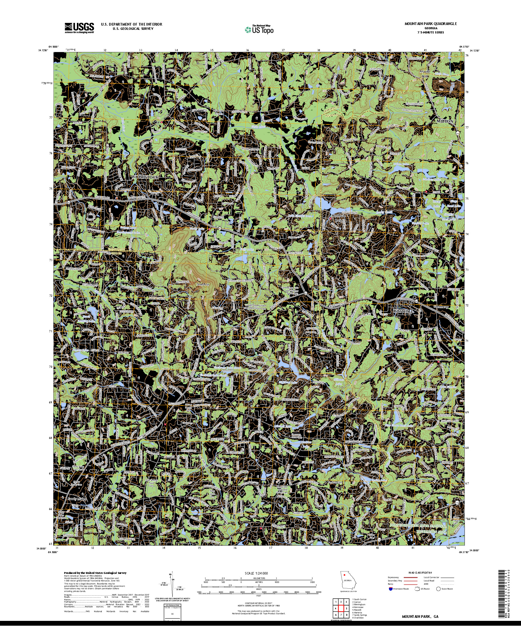 US TOPO 7.5-MINUTE MAP FOR MOUNTAIN PARK, GA