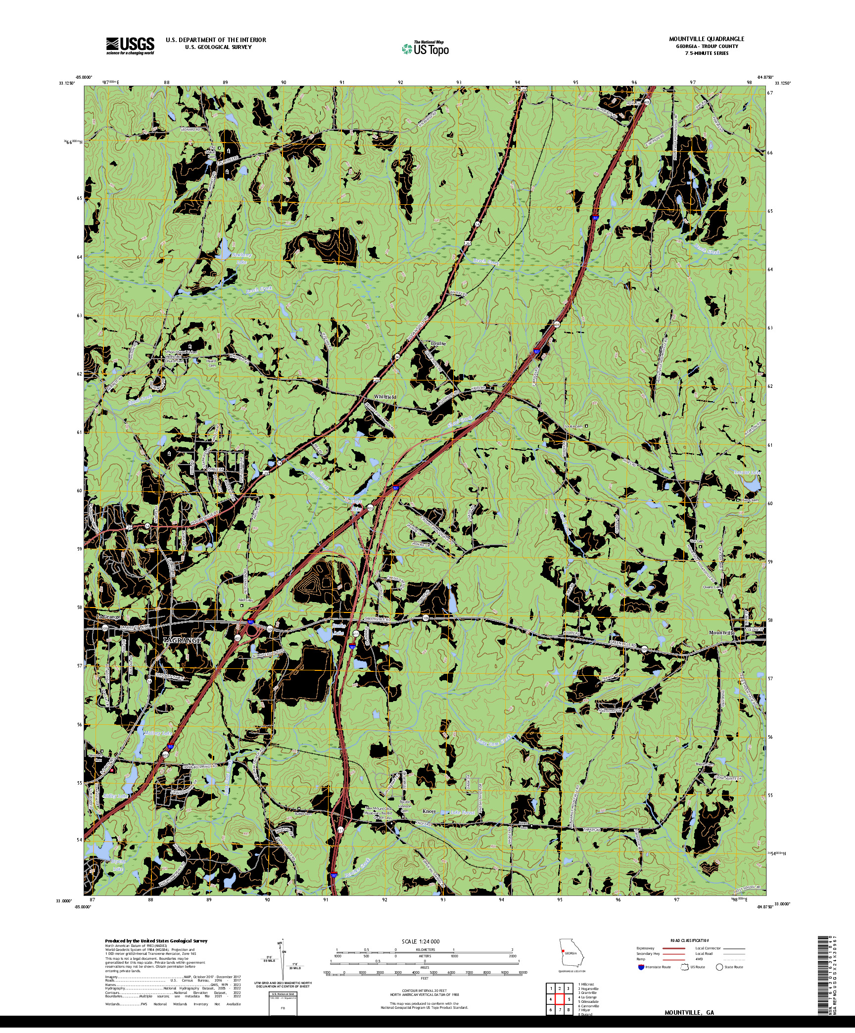 US TOPO 7.5-MINUTE MAP FOR MOUNTVILLE, GA