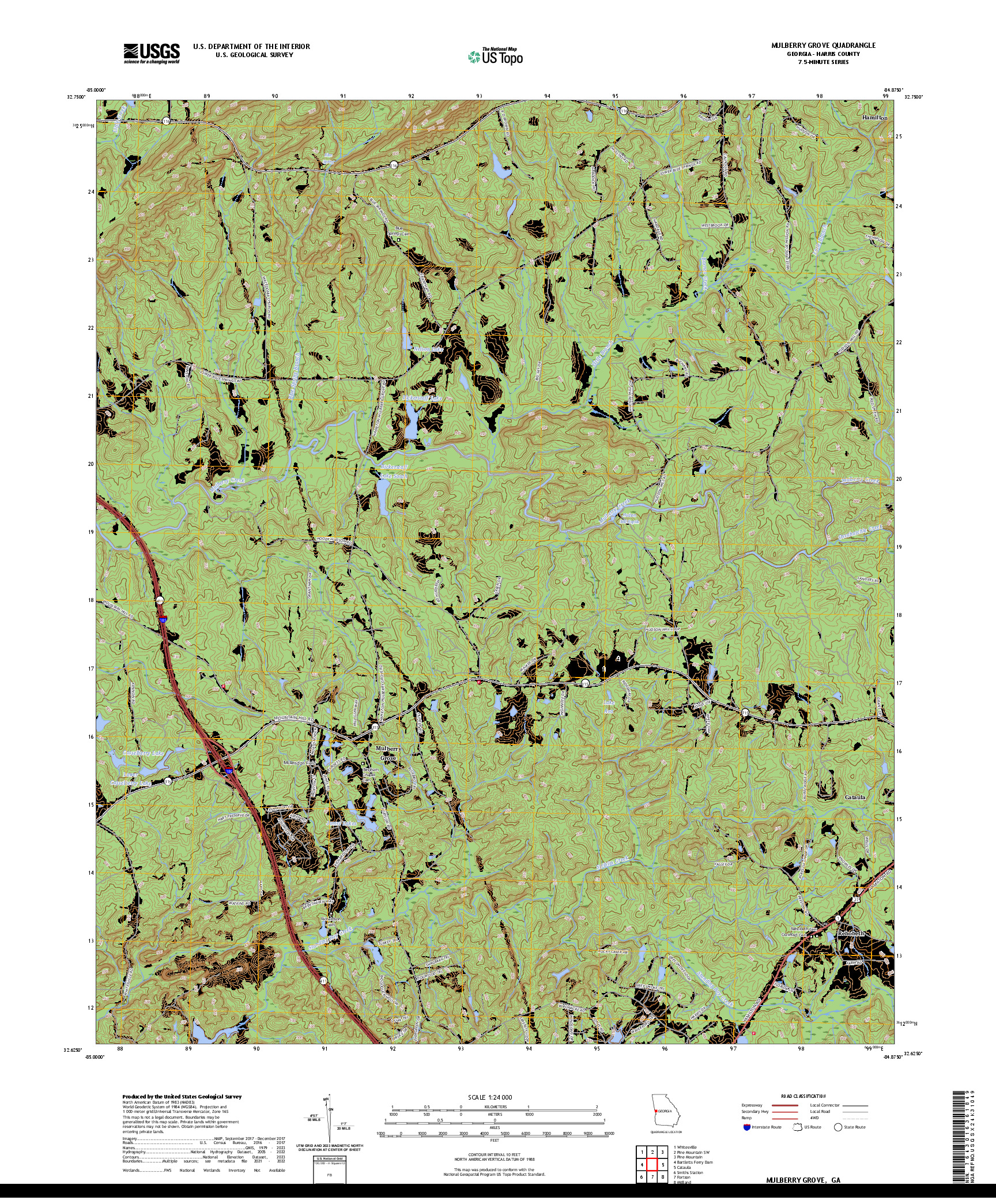 US TOPO 7.5-MINUTE MAP FOR MULBERRY GROVE, GA