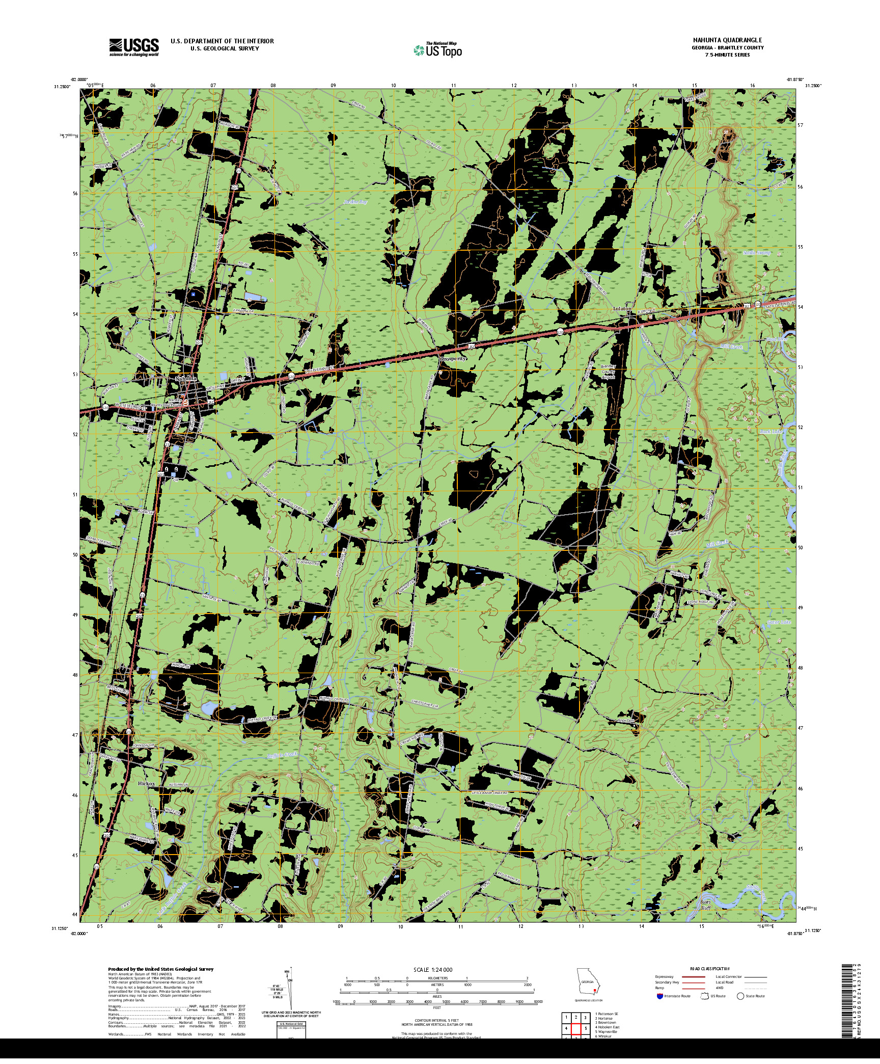 US TOPO 7.5-MINUTE MAP FOR NAHUNTA, GA