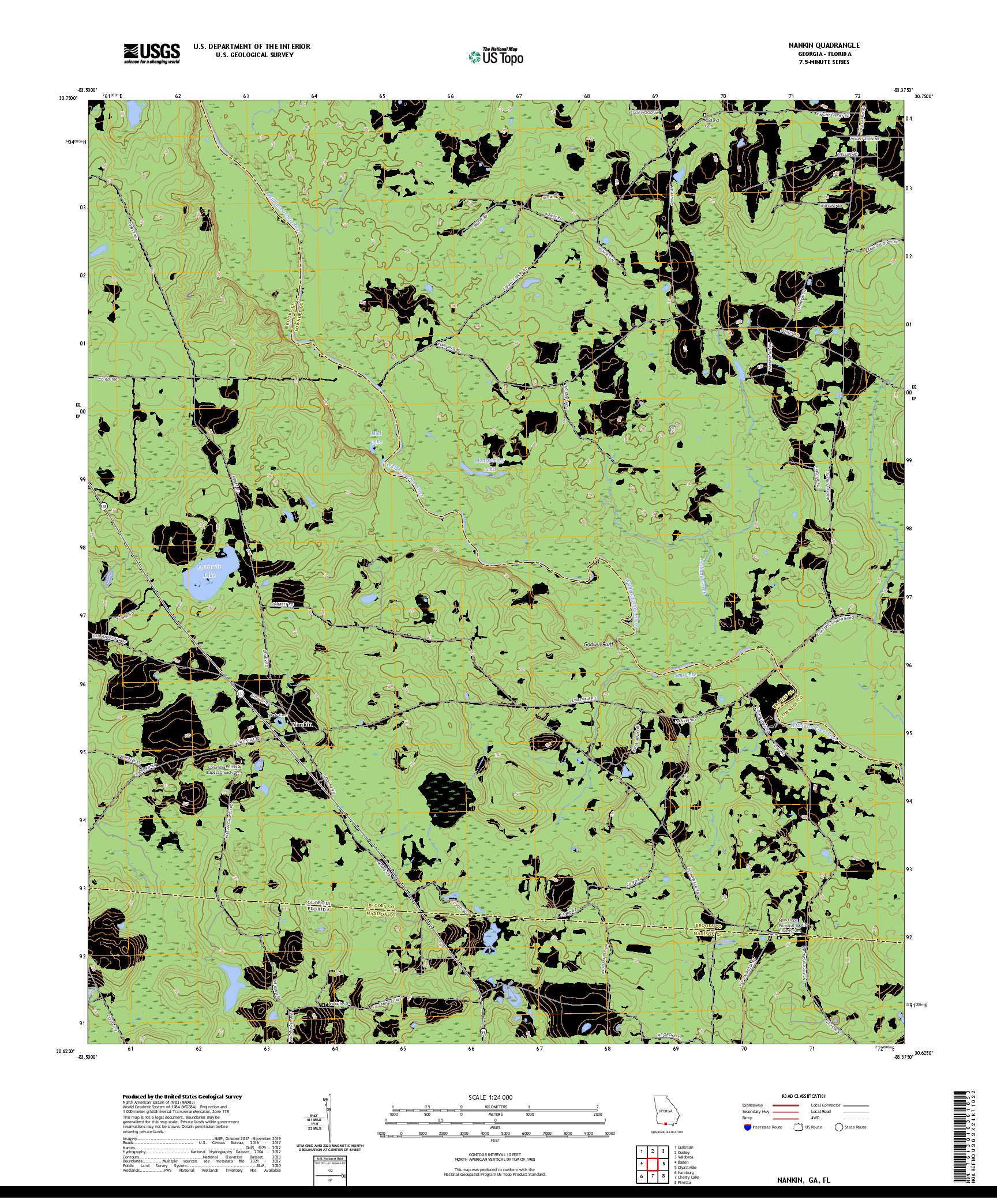 US TOPO 7.5-MINUTE MAP FOR NANKIN, GA,FL
