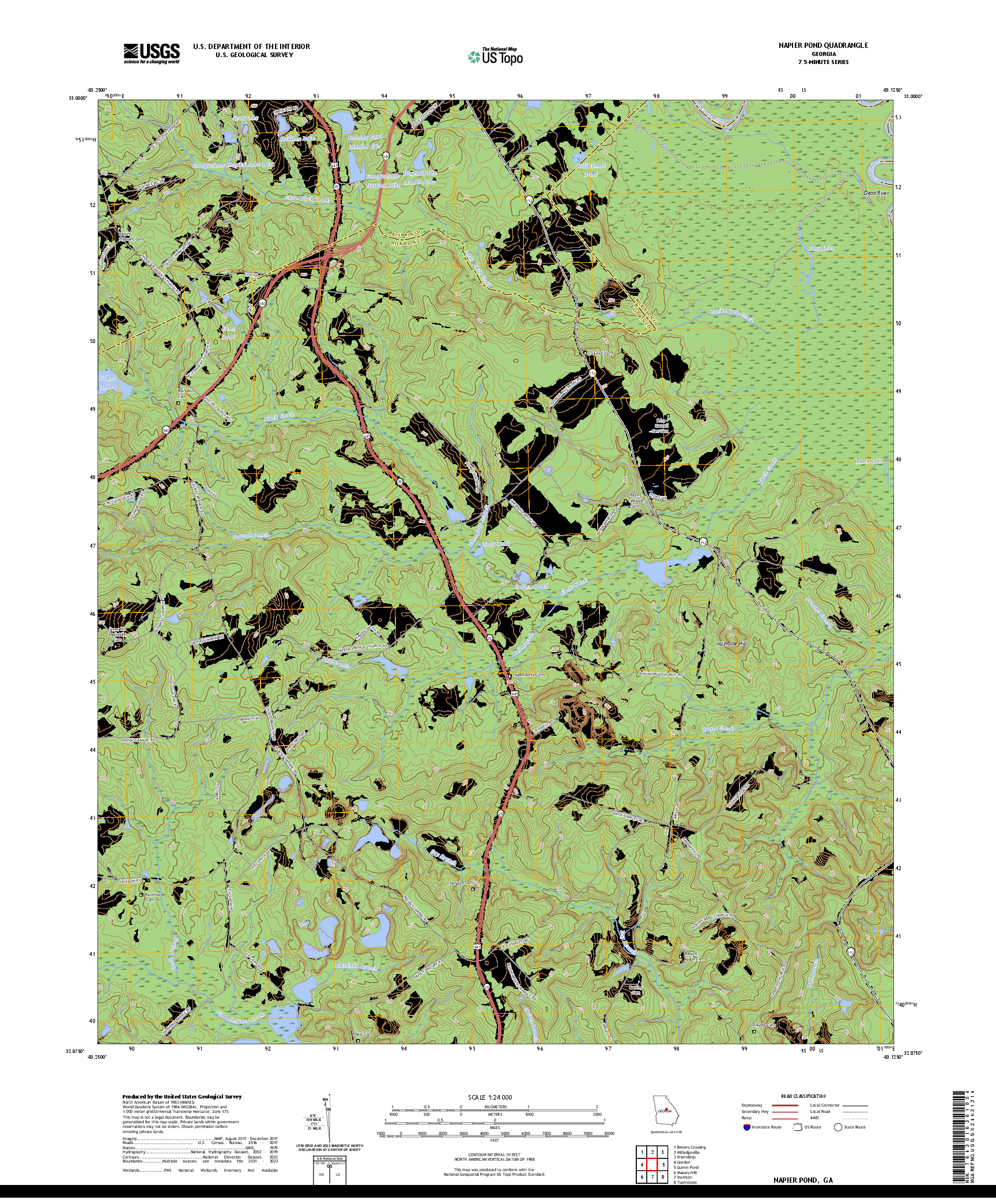 US TOPO 7.5-MINUTE MAP FOR NAPIER POND, GA