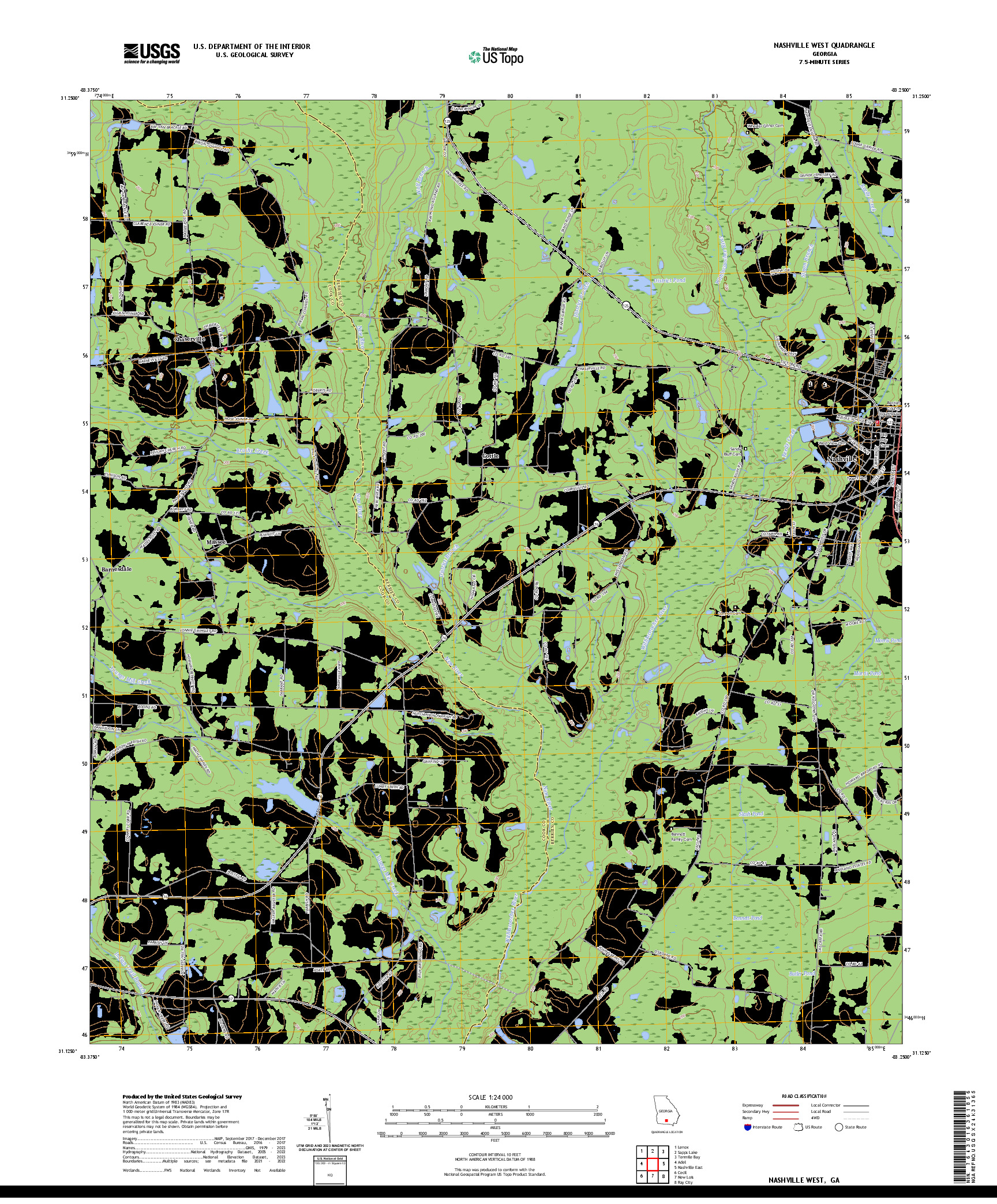 US TOPO 7.5-MINUTE MAP FOR NASHVILLE WEST, GA