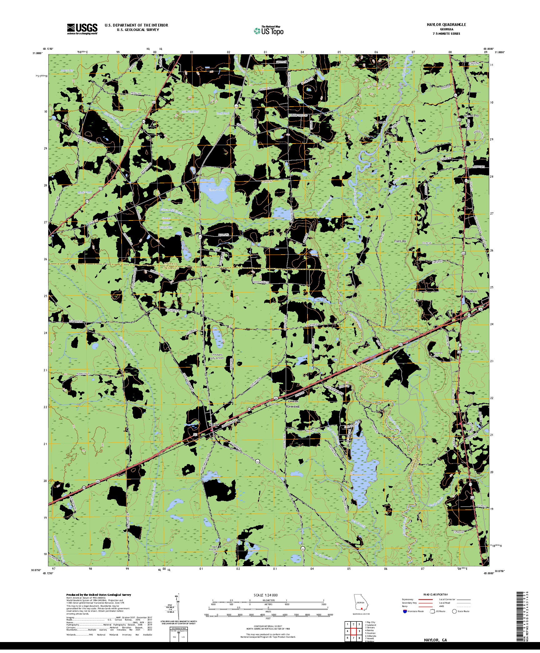 US TOPO 7.5-MINUTE MAP FOR NAYLOR, GA