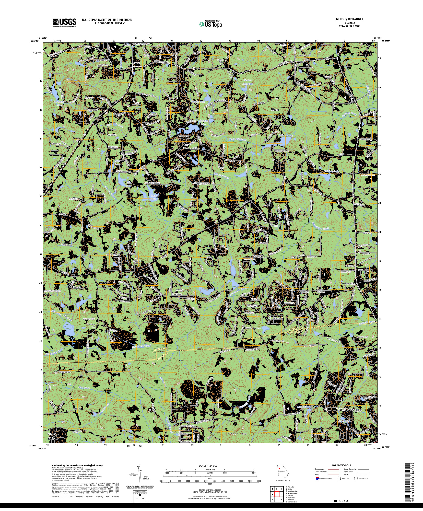 US TOPO 7.5-MINUTE MAP FOR NEBO, GA