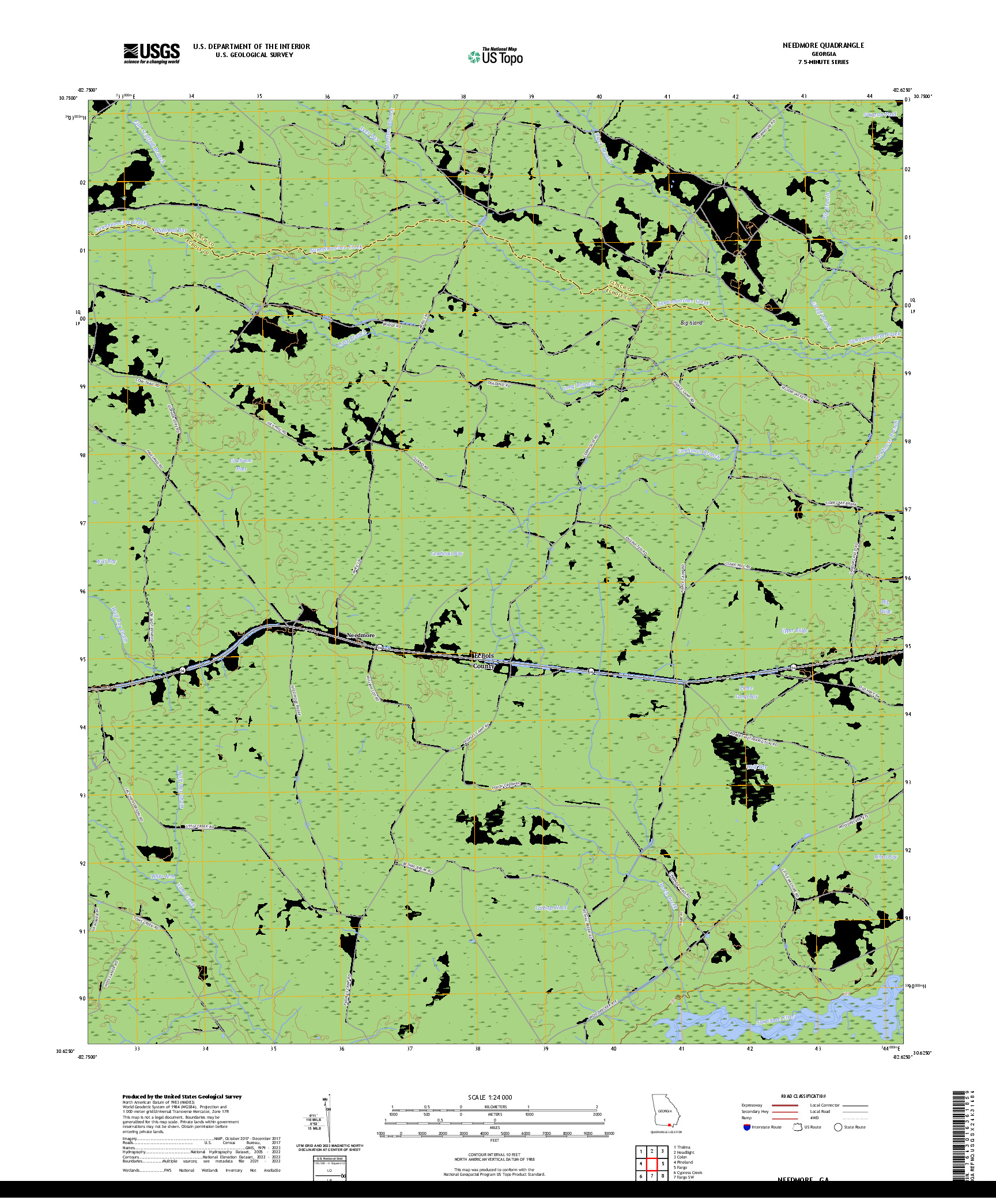 US TOPO 7.5-MINUTE MAP FOR NEEDMORE, GA