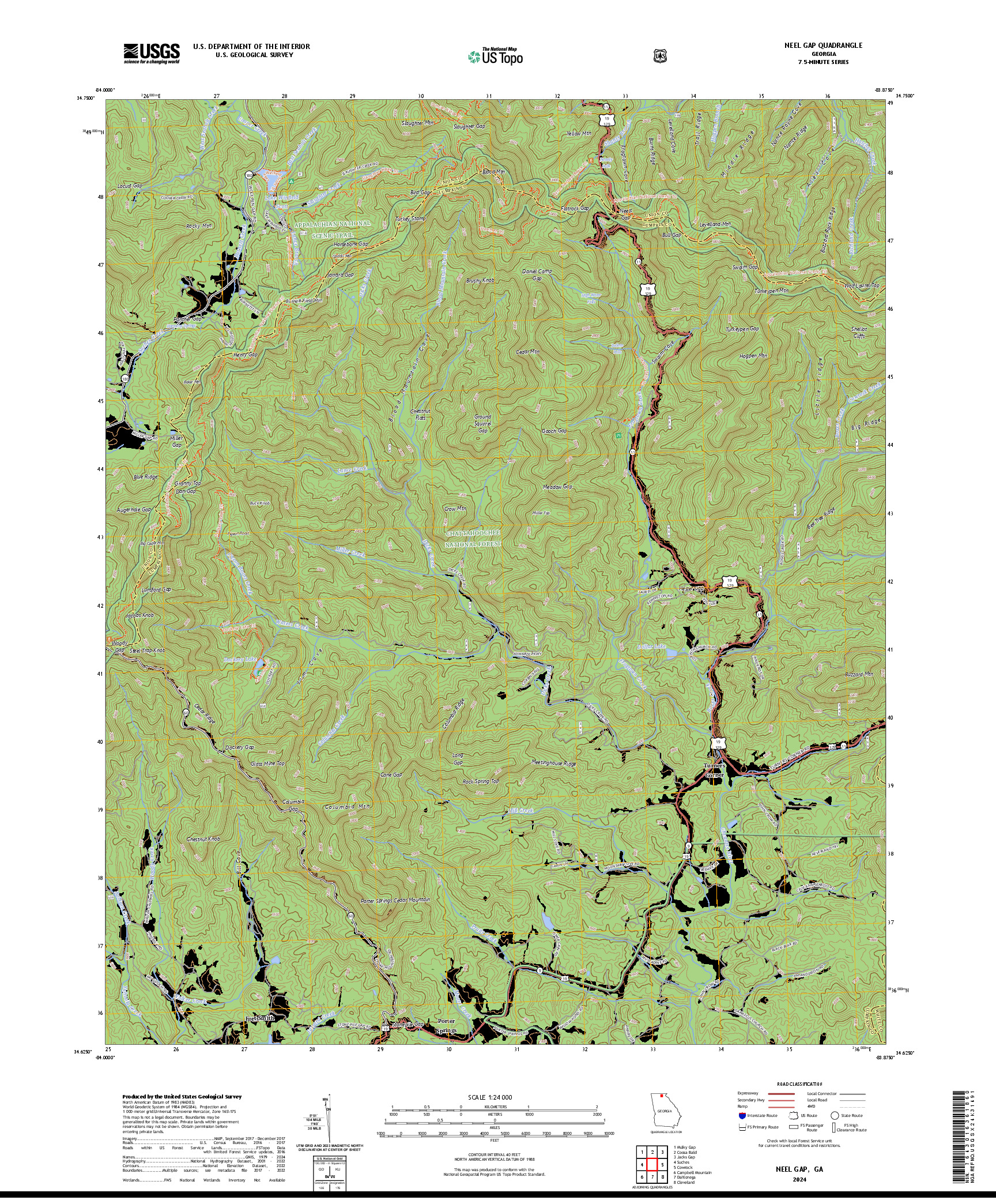 US TOPO 7.5-MINUTE MAP FOR NEEL GAP, GA