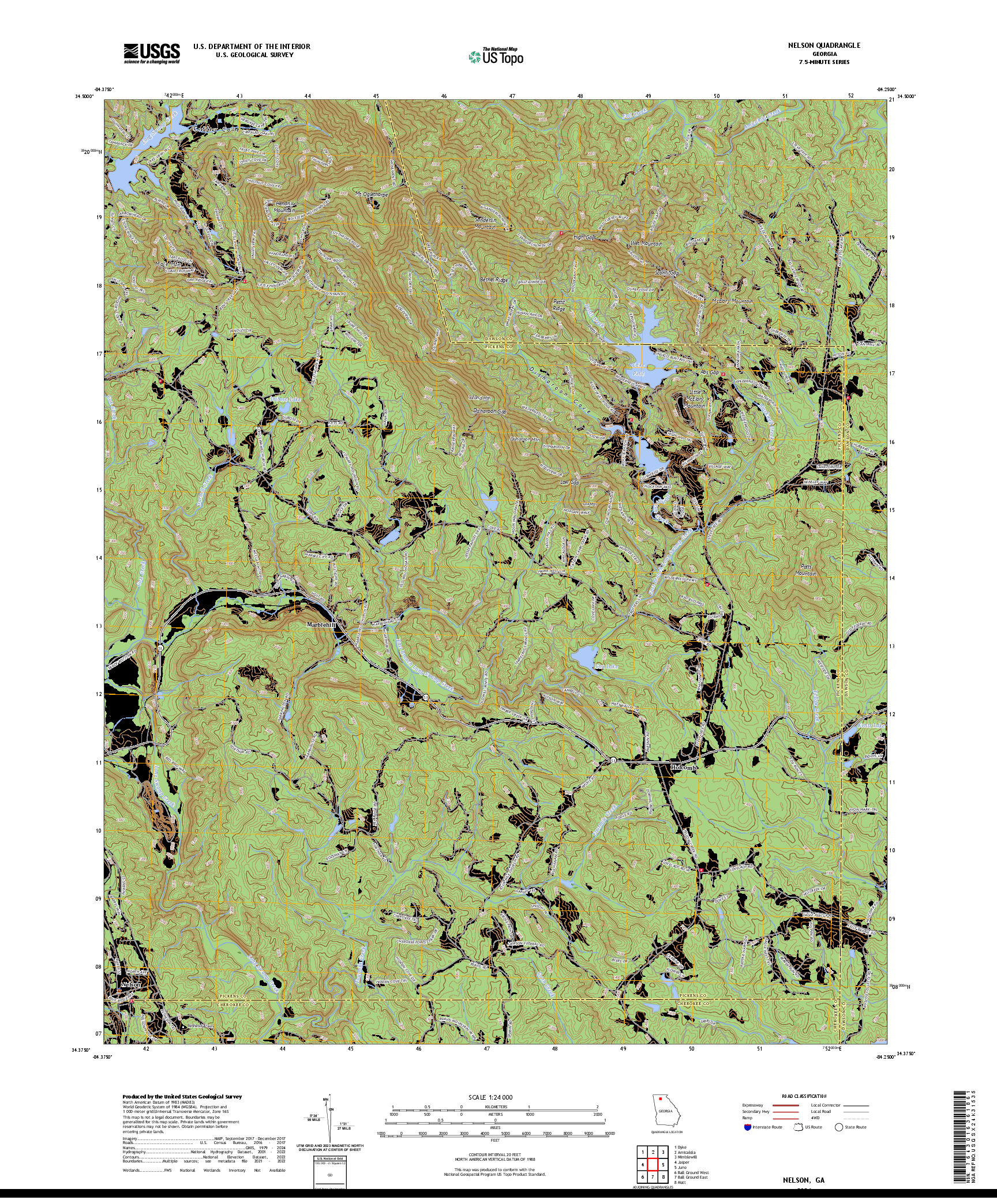 US TOPO 7.5-MINUTE MAP FOR NELSON, GA