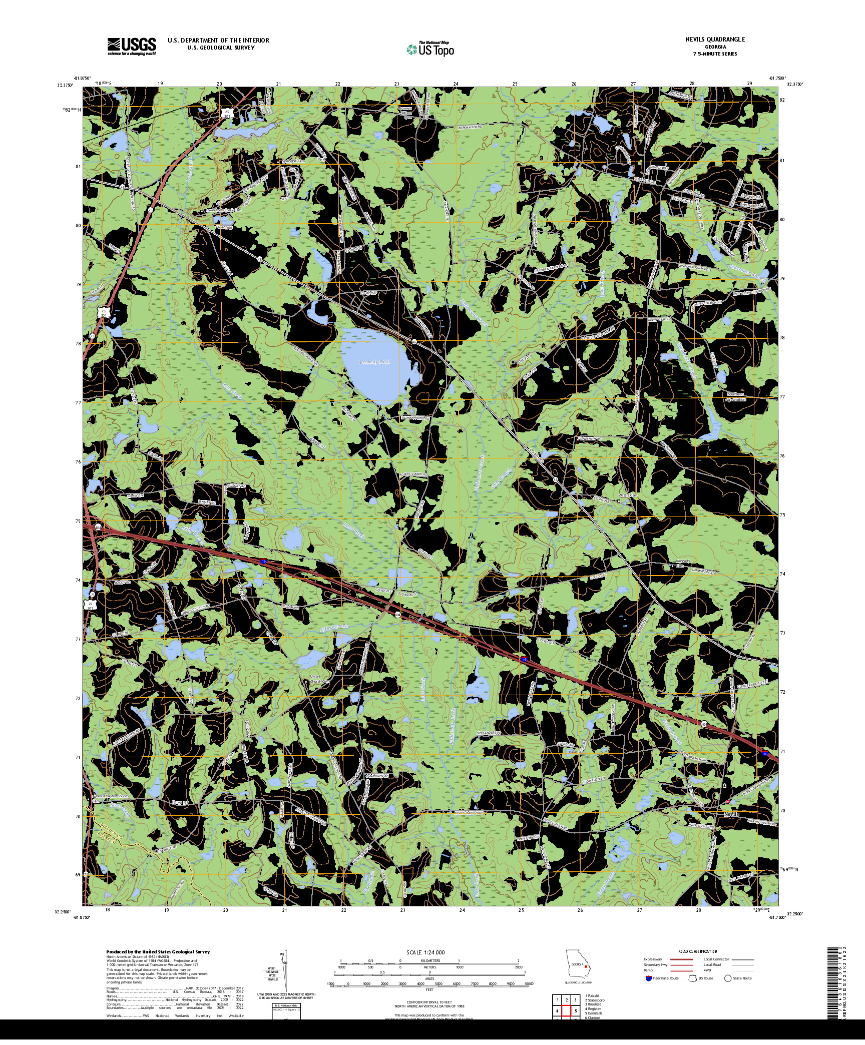 US TOPO 7.5-MINUTE MAP FOR NEVILS, GA