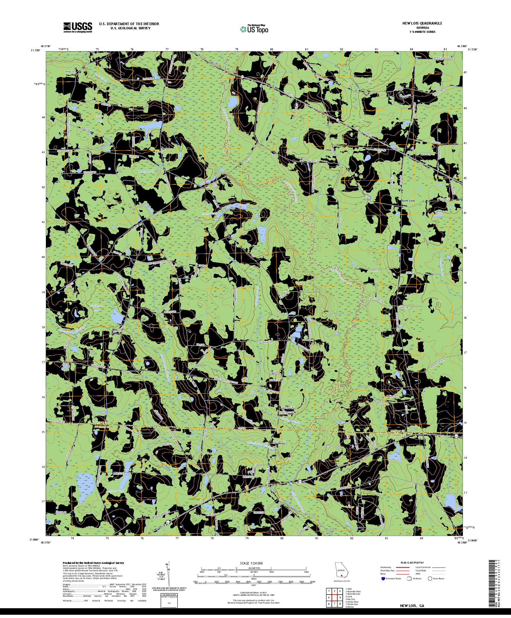 US TOPO 7.5-MINUTE MAP FOR NEW LOIS, GA