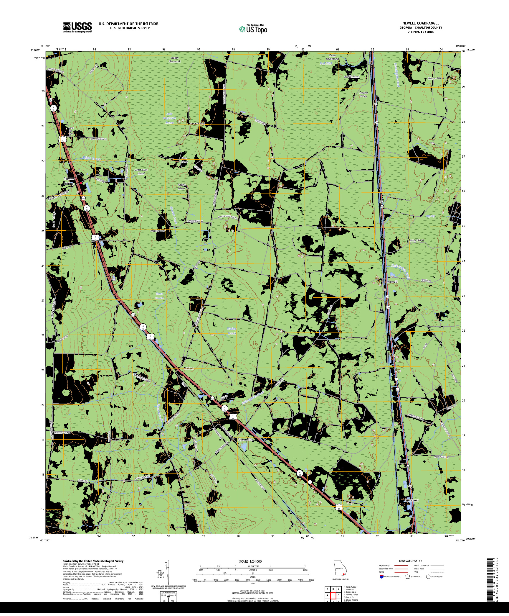 US TOPO 7.5-MINUTE MAP FOR NEWELL, GA