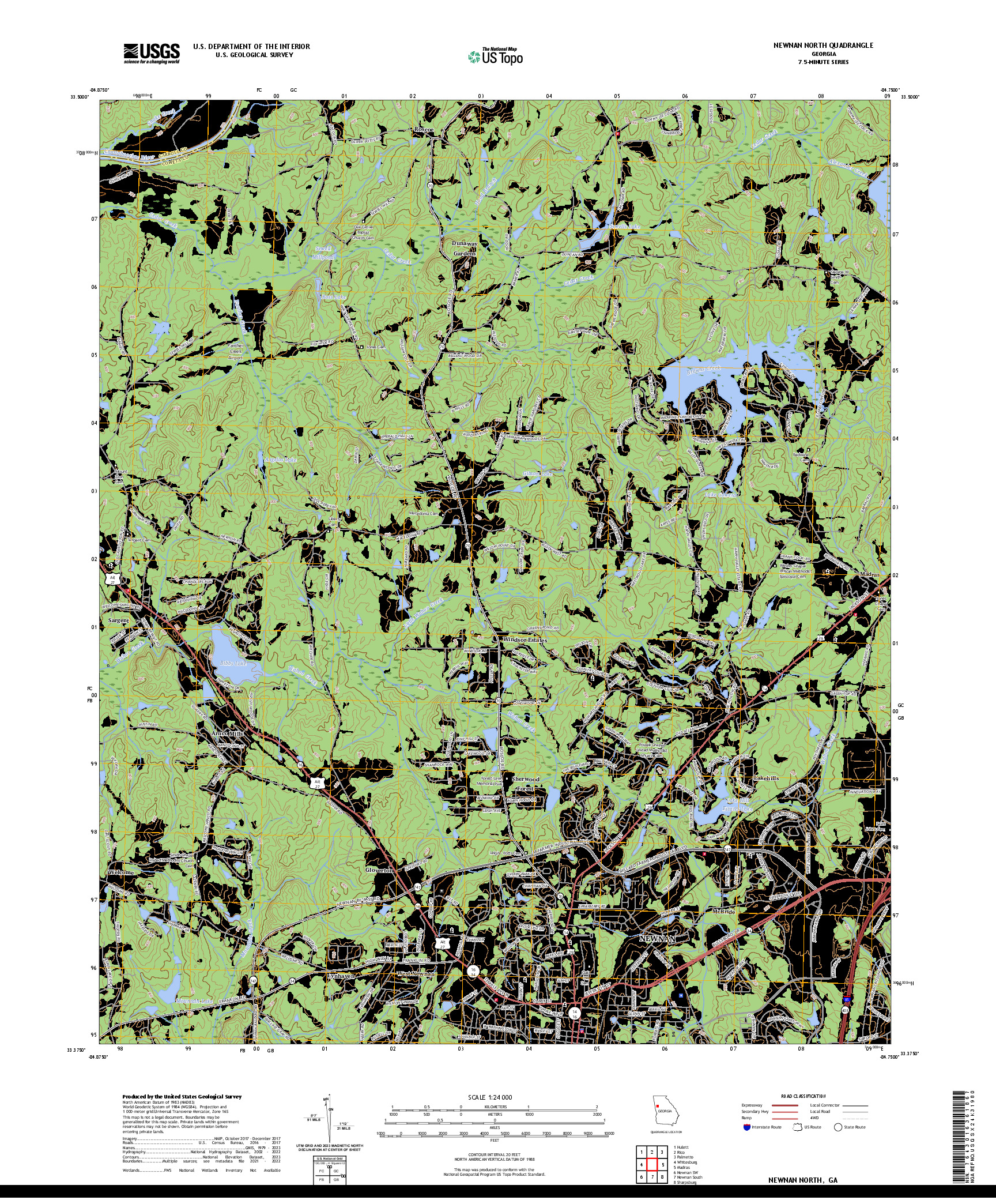 US TOPO 7.5-MINUTE MAP FOR NEWNAN NORTH, GA