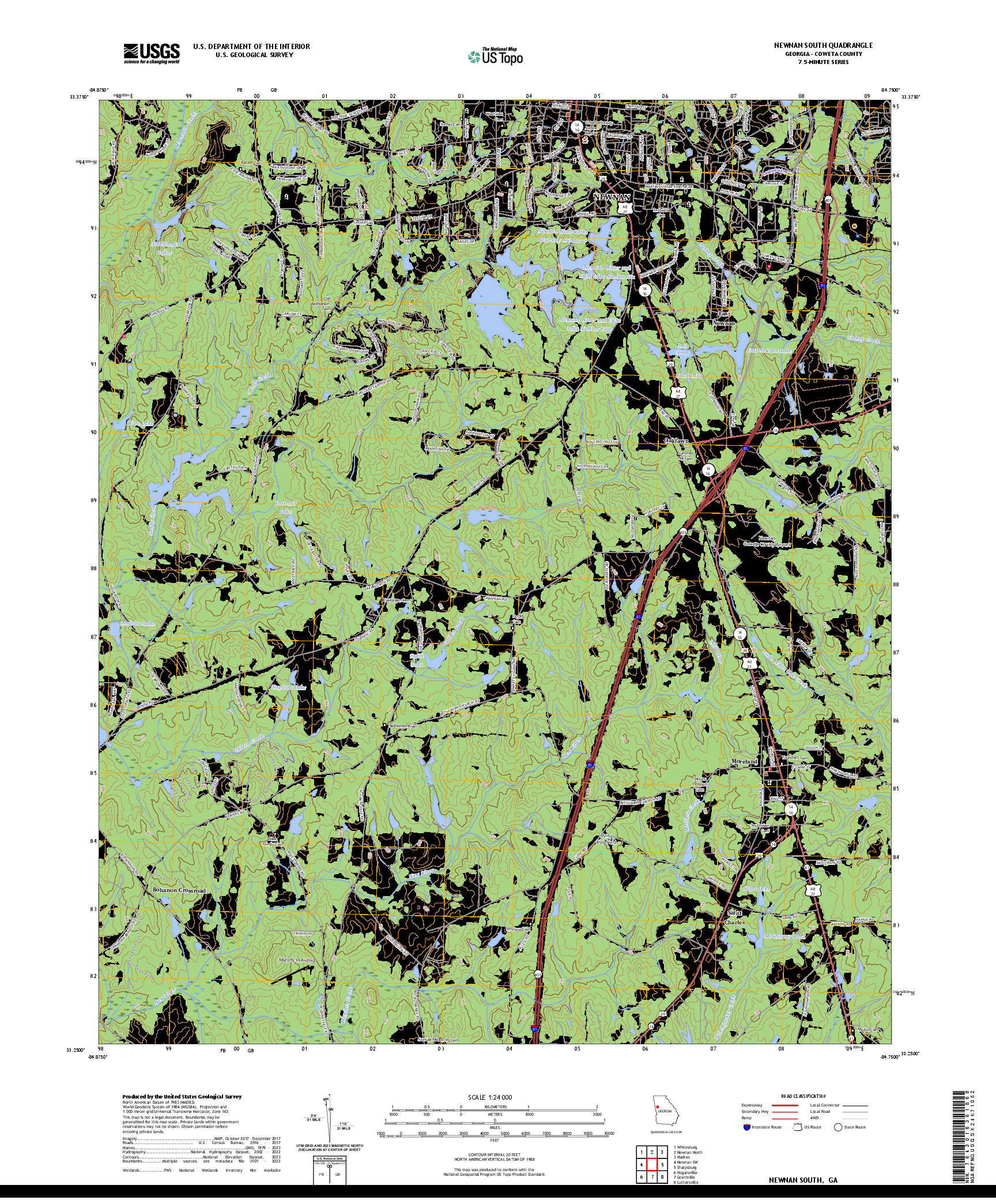 US TOPO 7.5-MINUTE MAP FOR NEWNAN SOUTH, GA