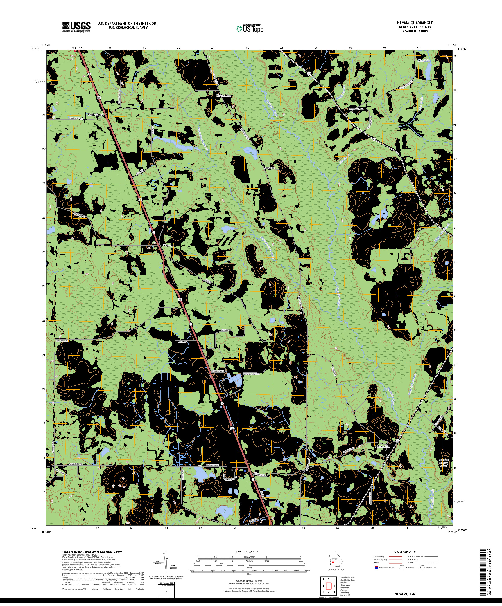 US TOPO 7.5-MINUTE MAP FOR NEYAMI, GA