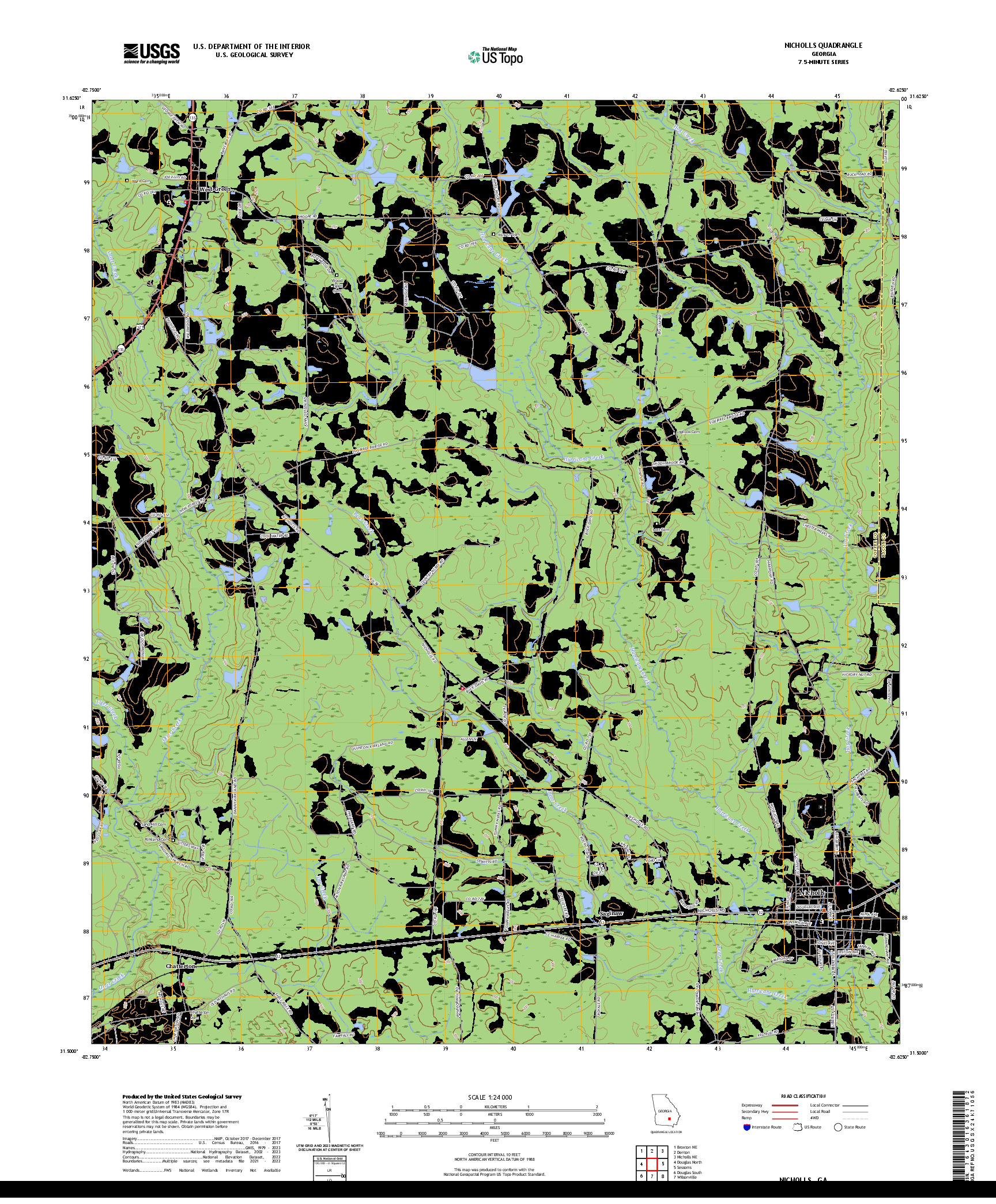 US TOPO 7.5-MINUTE MAP FOR NICHOLLS, GA