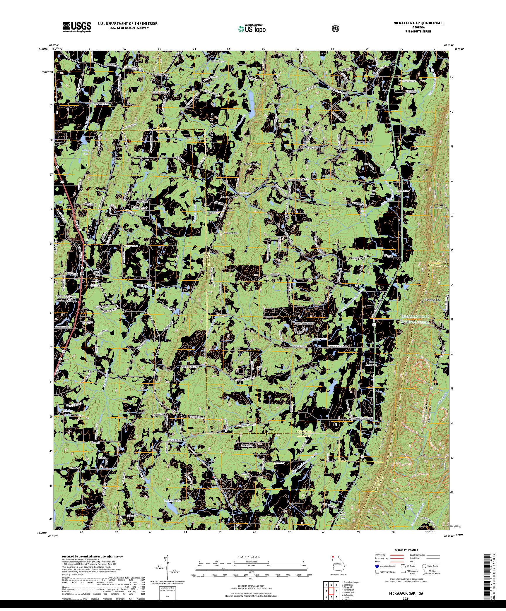 US TOPO 7.5-MINUTE MAP FOR NICKAJACK GAP, GA