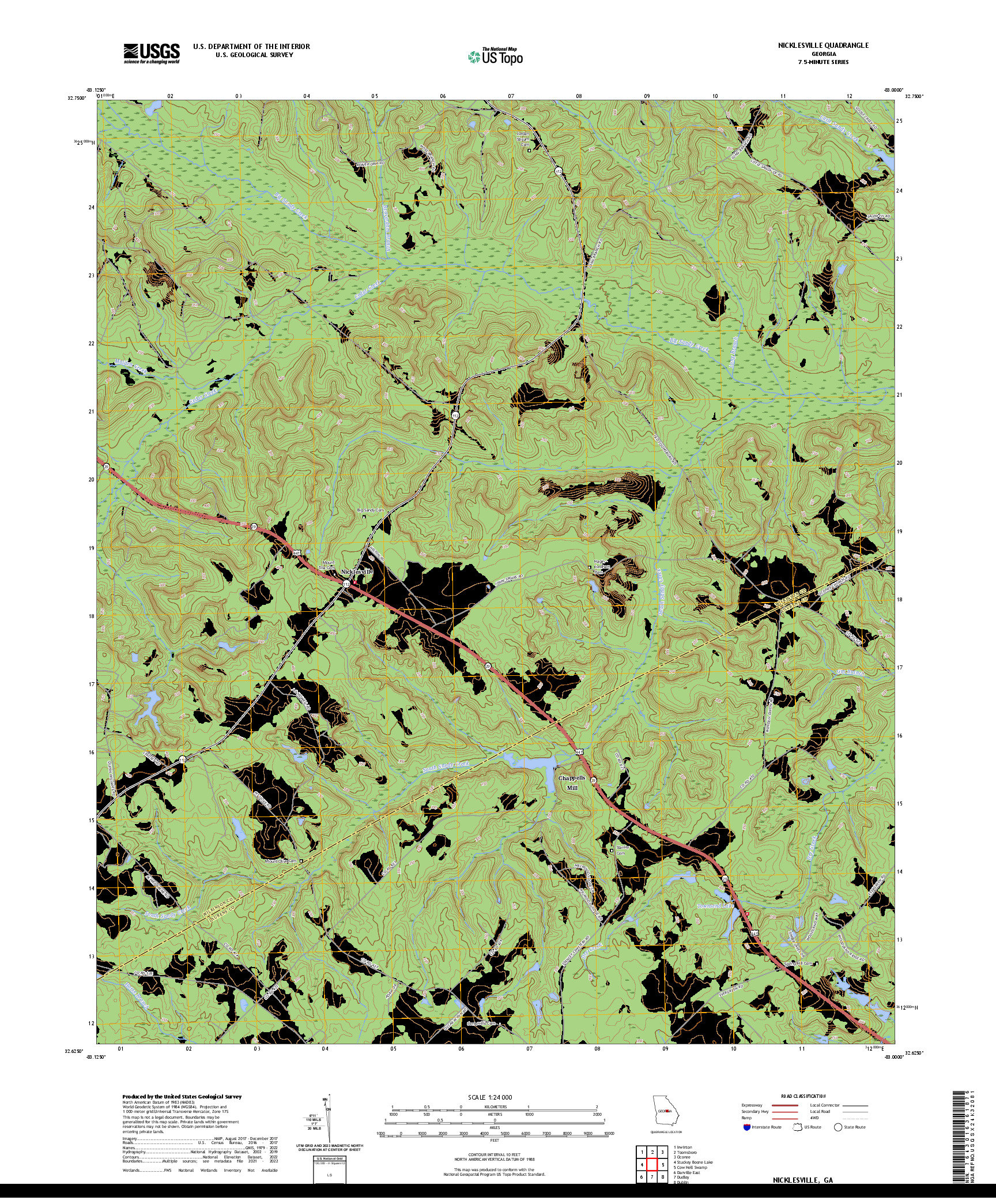 US TOPO 7.5-MINUTE MAP FOR NICKLESVILLE, GA