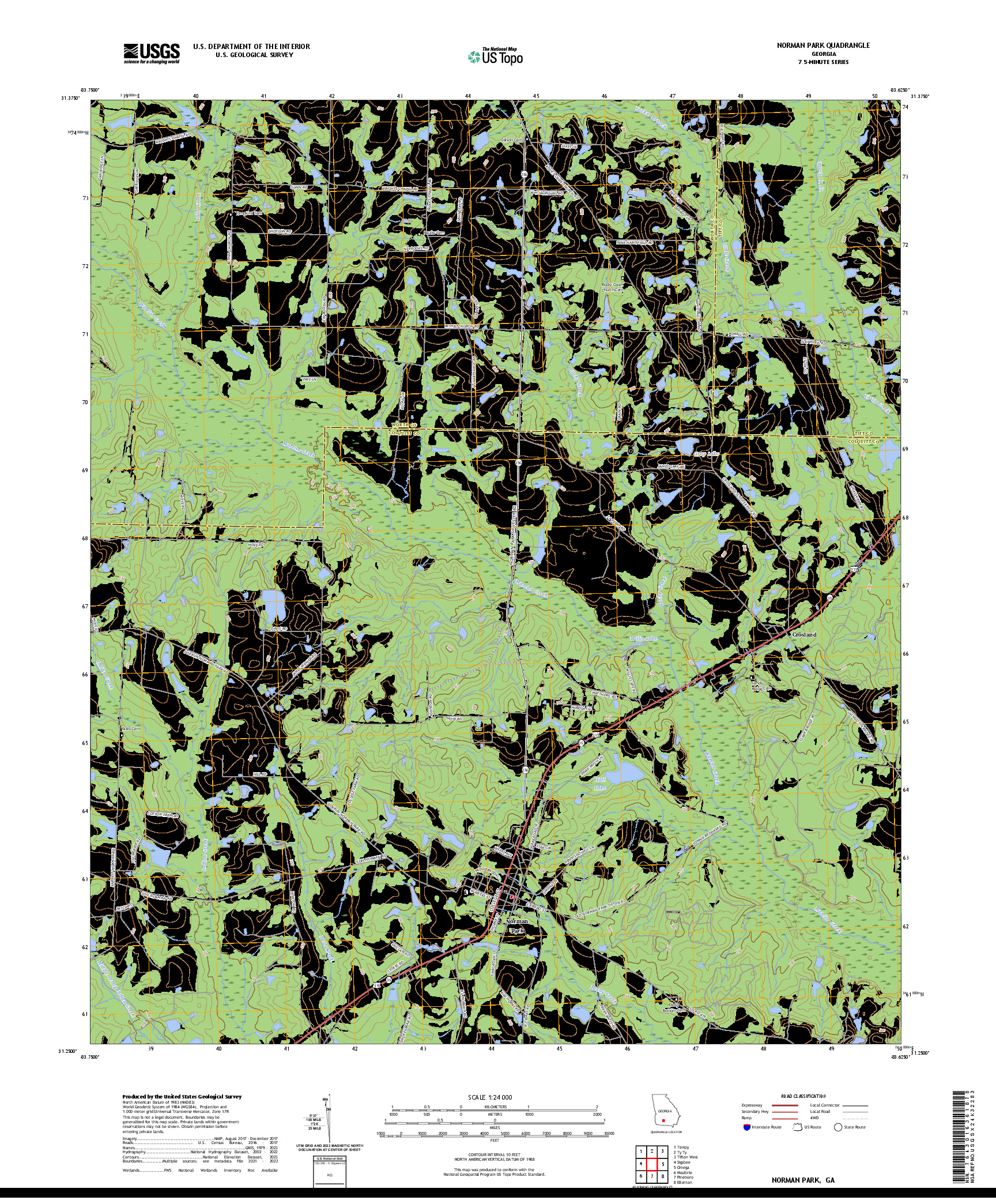 US TOPO 7.5-MINUTE MAP FOR NORMAN PARK, GA