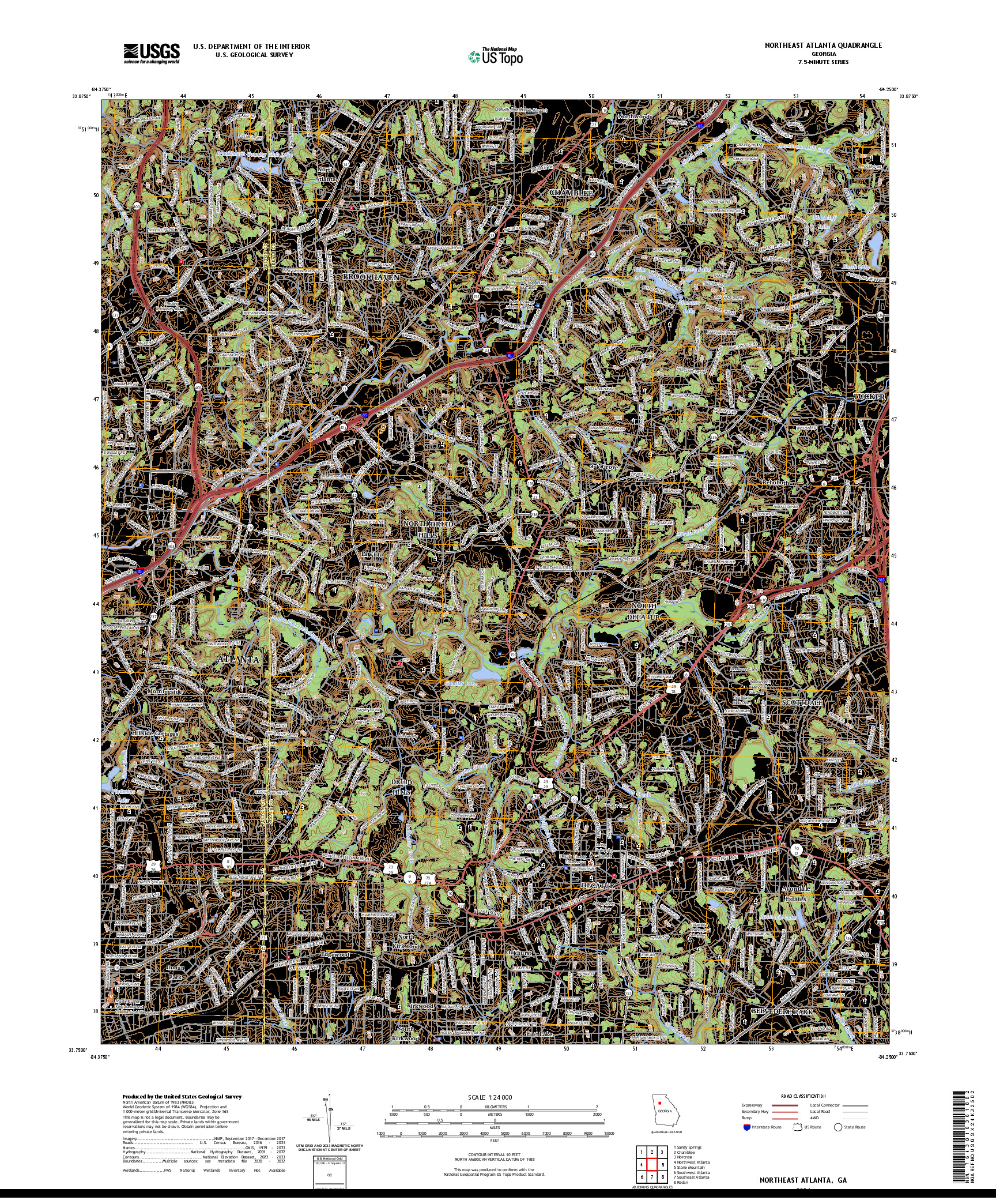 US TOPO 7.5-MINUTE MAP FOR NORTHEAST ATLANTA, GA