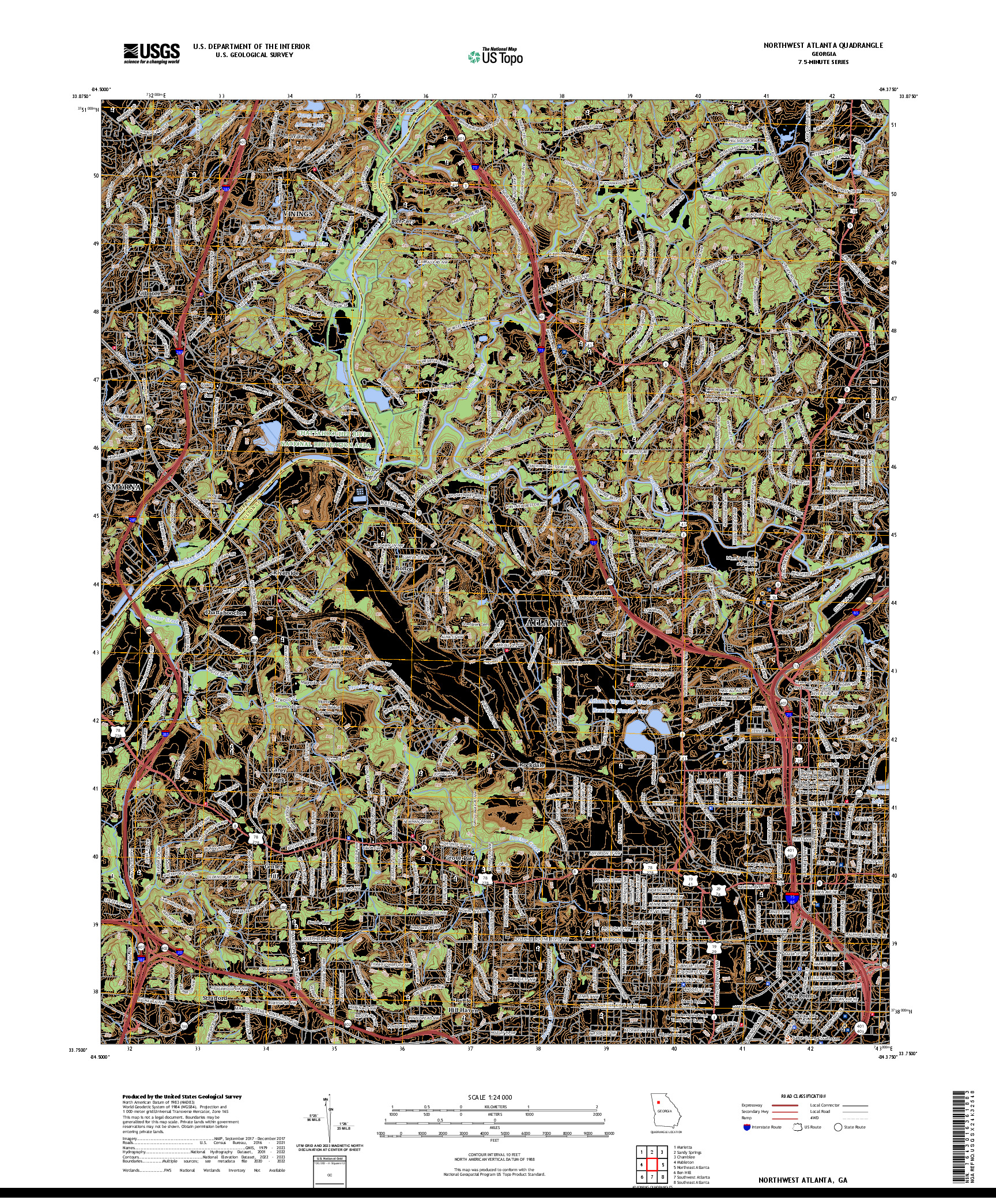 US TOPO 7.5-MINUTE MAP FOR NORTHWEST ATLANTA, GA