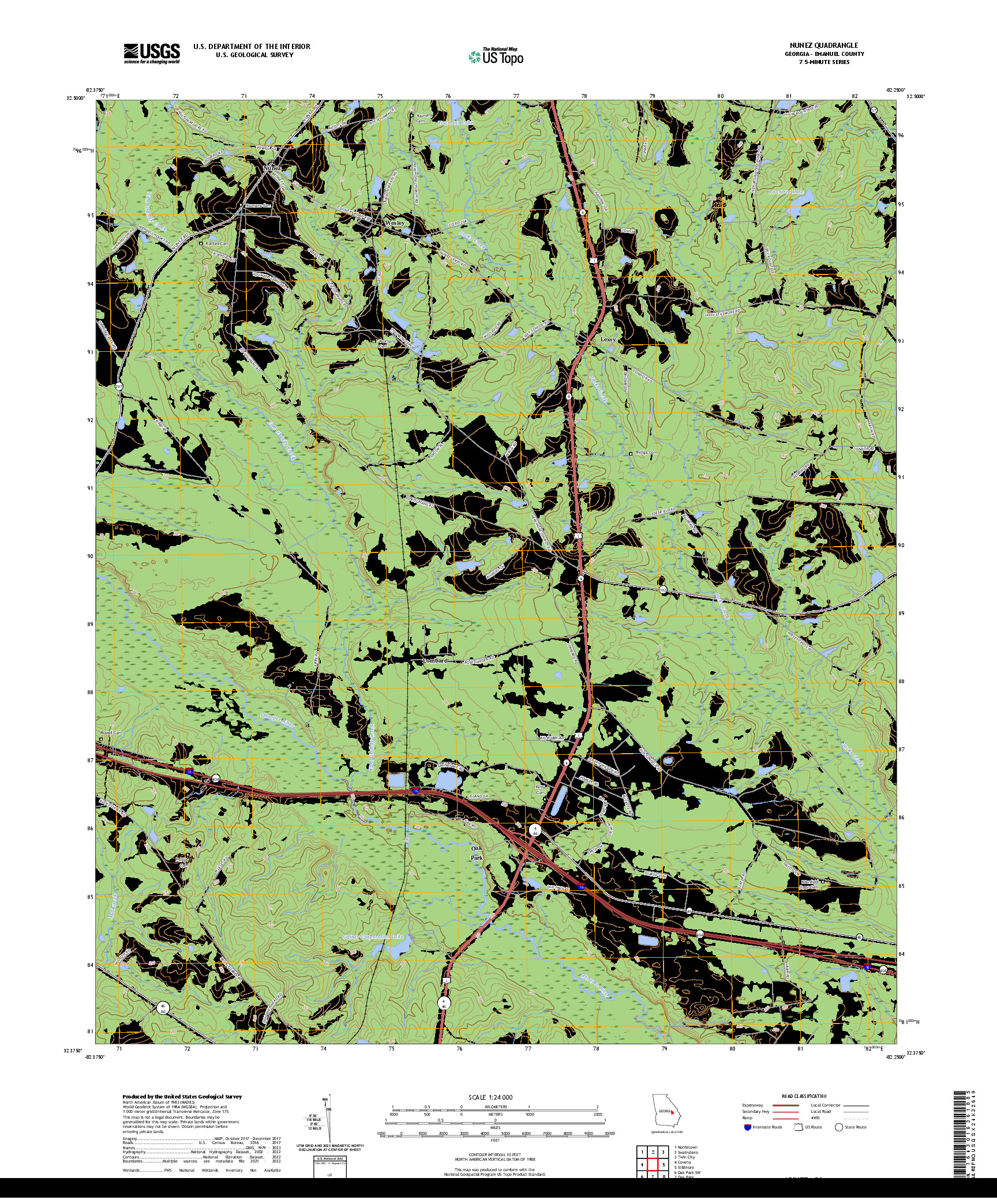 US TOPO 7.5-MINUTE MAP FOR NUNEZ, GA