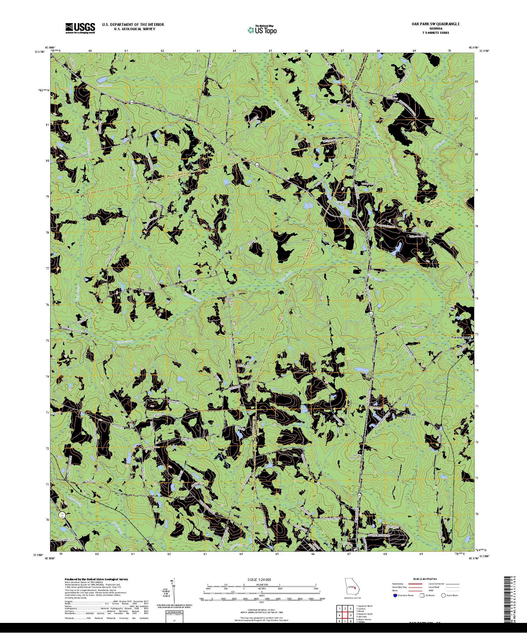 US TOPO 7.5-MINUTE MAP FOR OAK PARK SW, GA