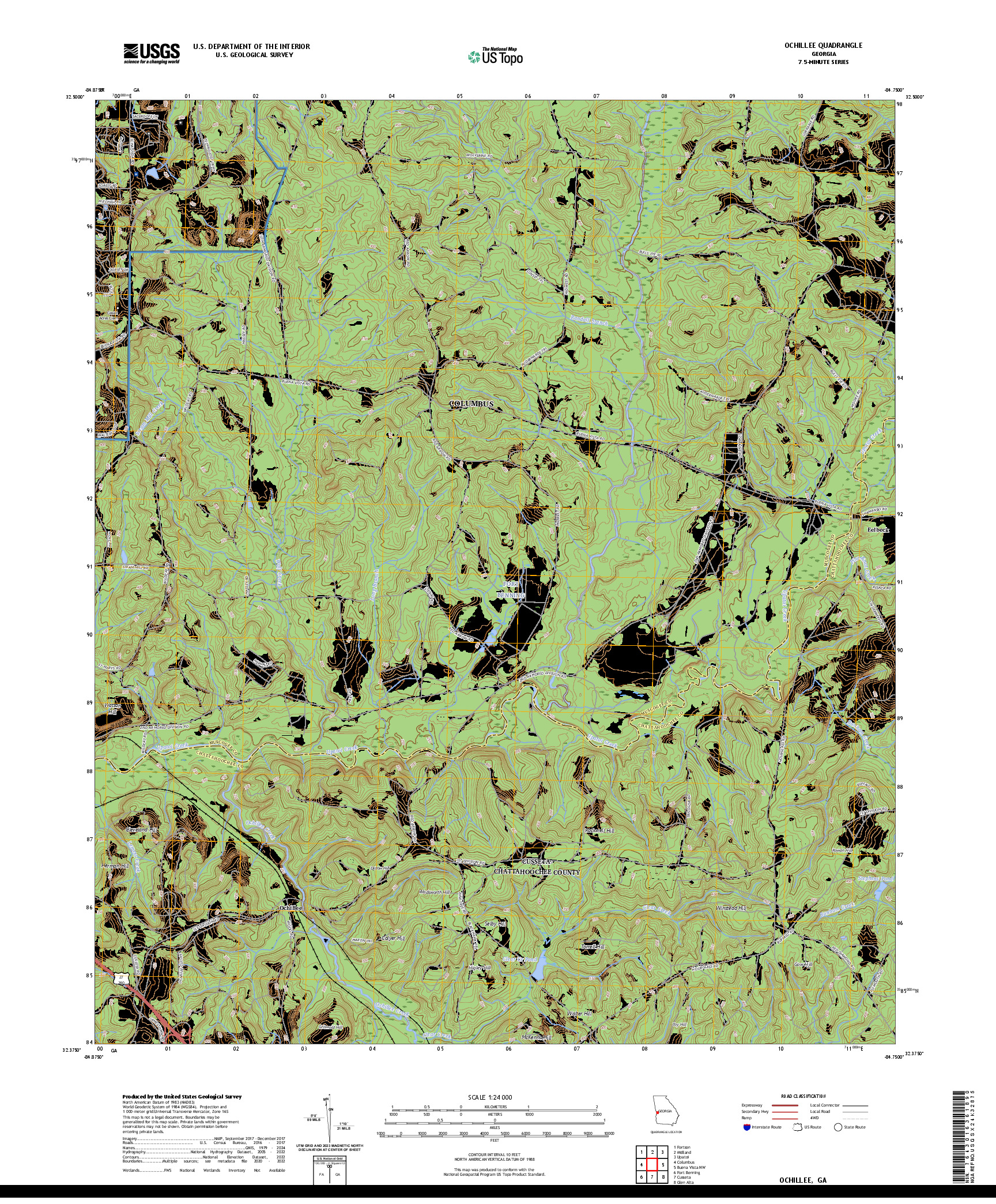 US TOPO 7.5-MINUTE MAP FOR OCHILLEE, GA