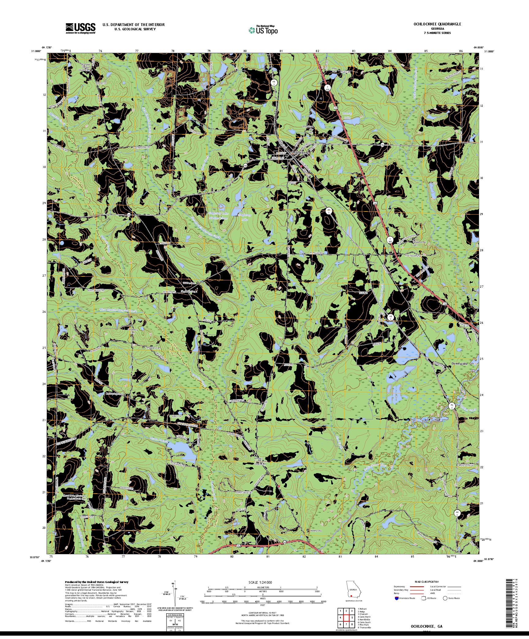 US TOPO 7.5-MINUTE MAP FOR OCHLOCKNEE, GA