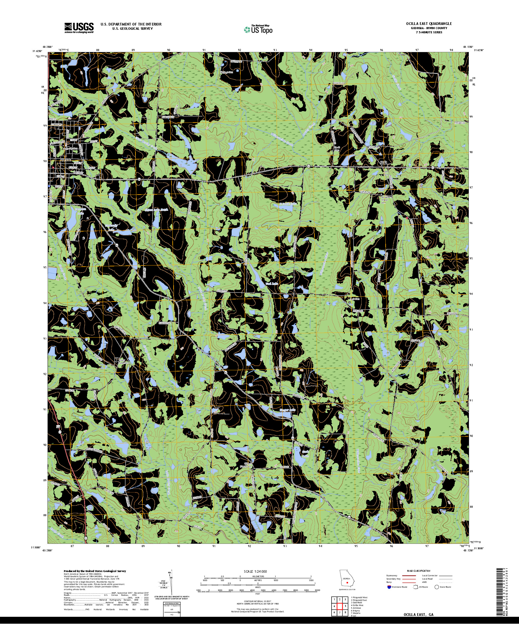 US TOPO 7.5-MINUTE MAP FOR OCILLA EAST, GA
