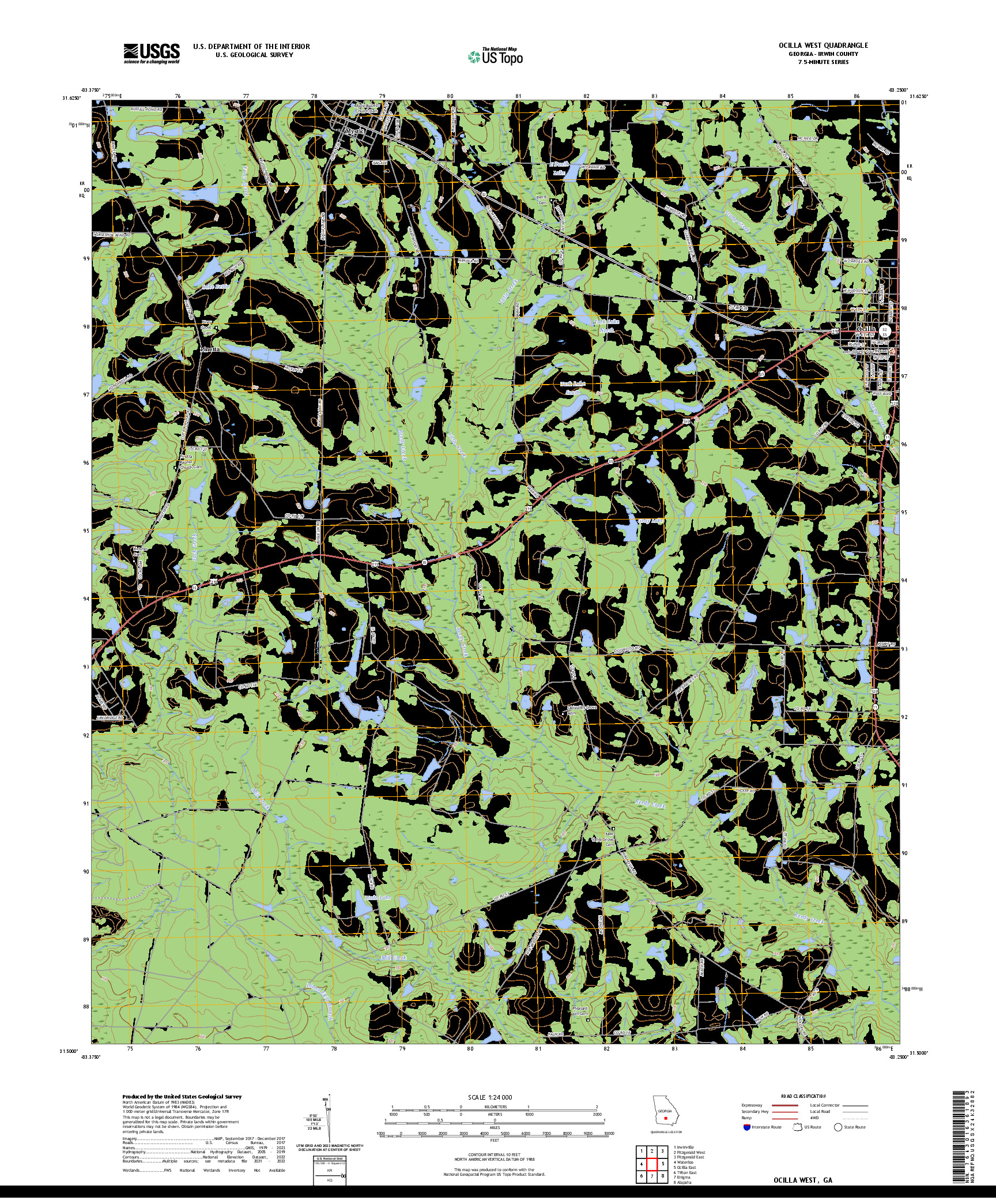 US TOPO 7.5-MINUTE MAP FOR OCILLA WEST, GA