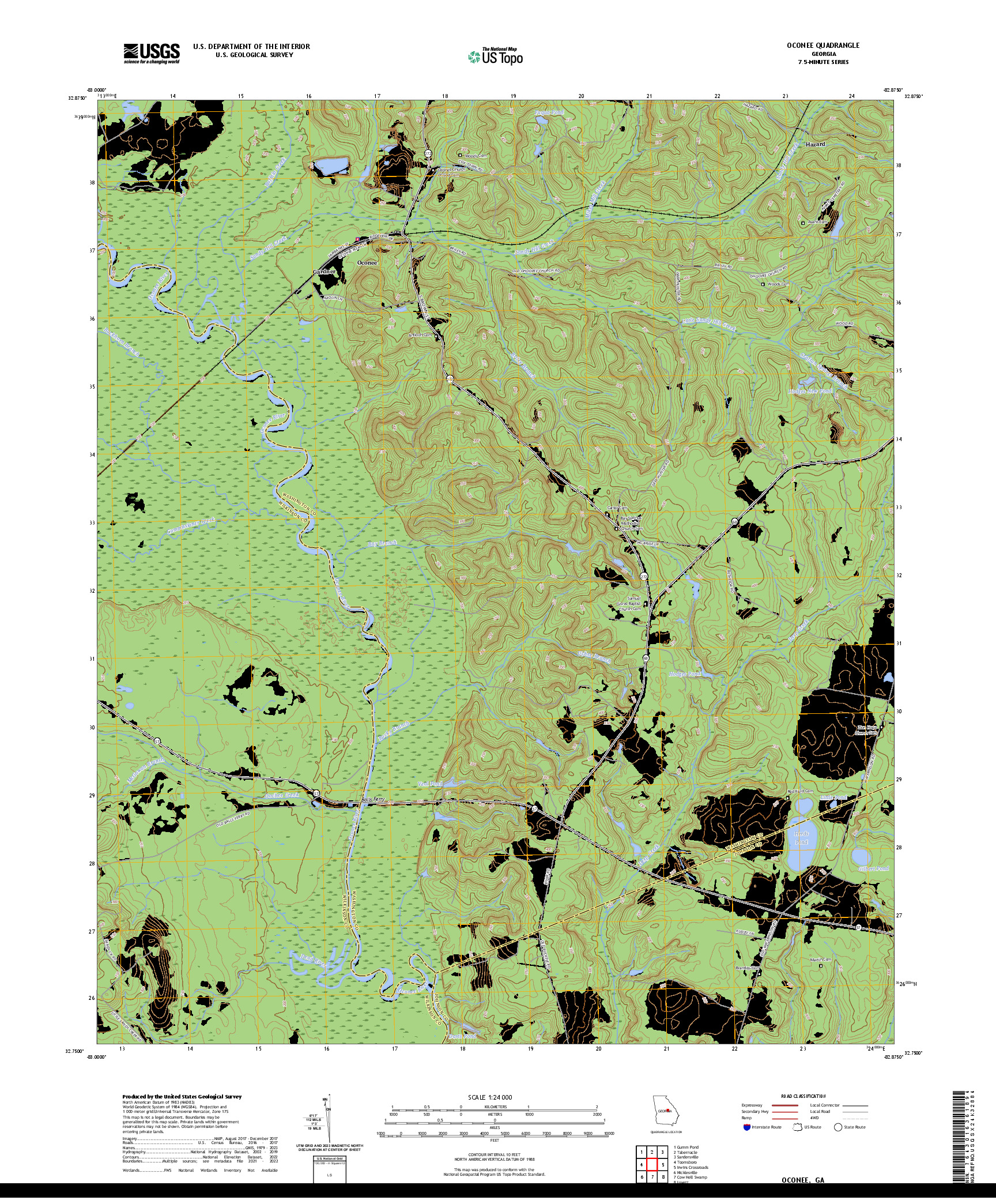US TOPO 7.5-MINUTE MAP FOR OCONEE, GA