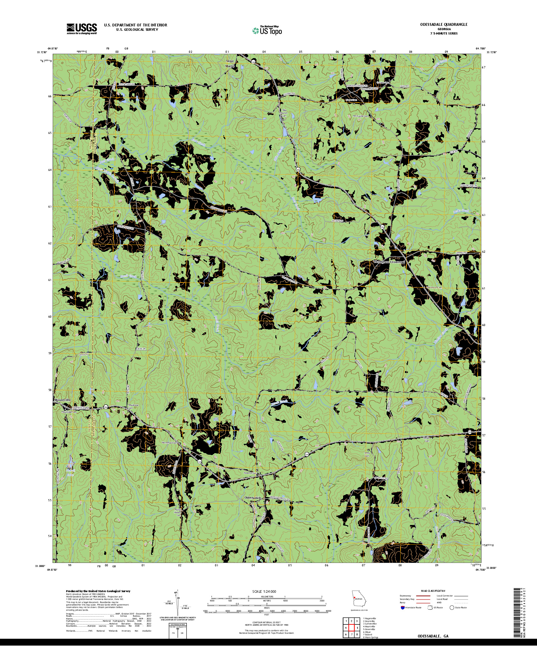 US TOPO 7.5-MINUTE MAP FOR ODESSADALE, GA