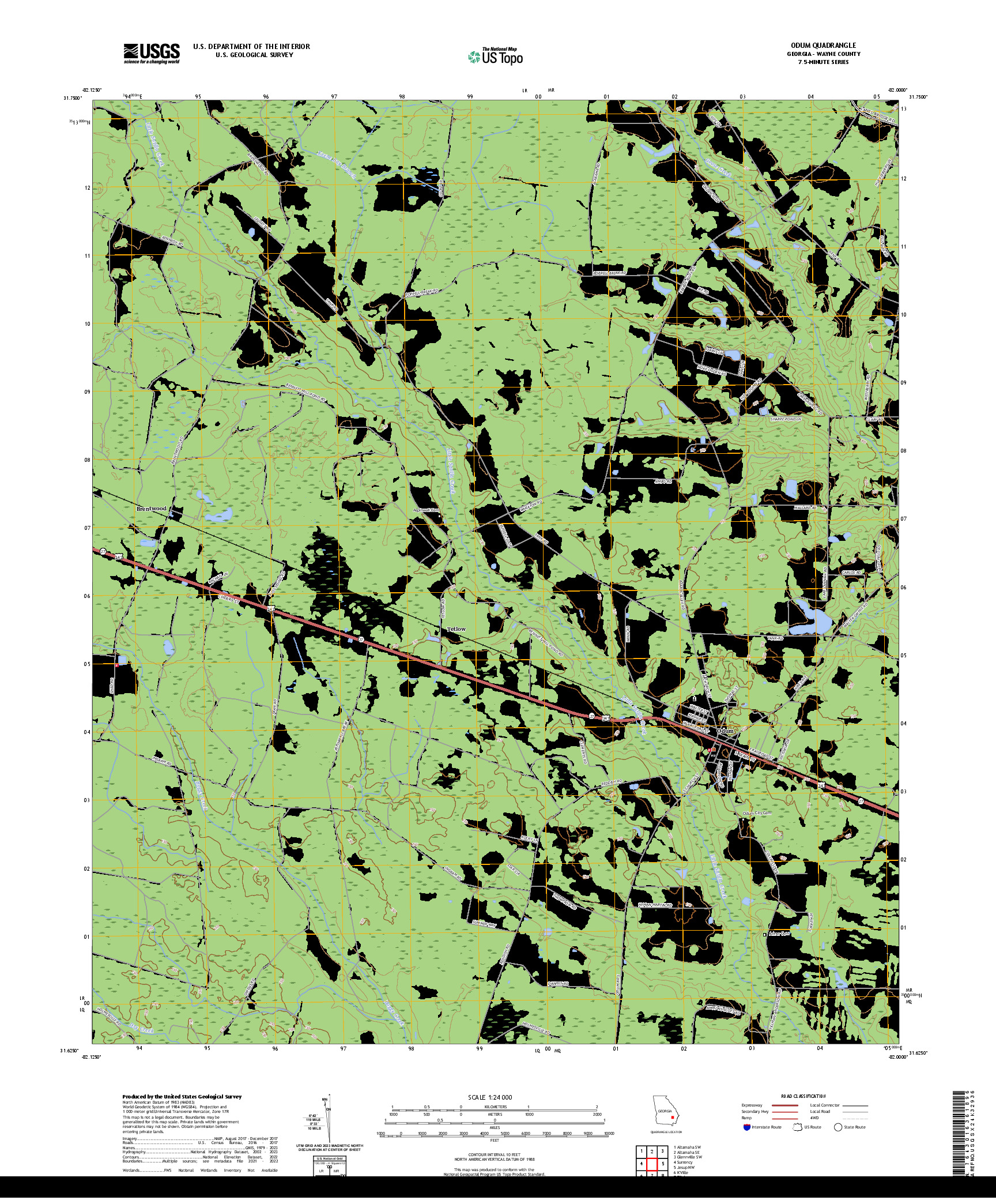US TOPO 7.5-MINUTE MAP FOR ODUM, GA