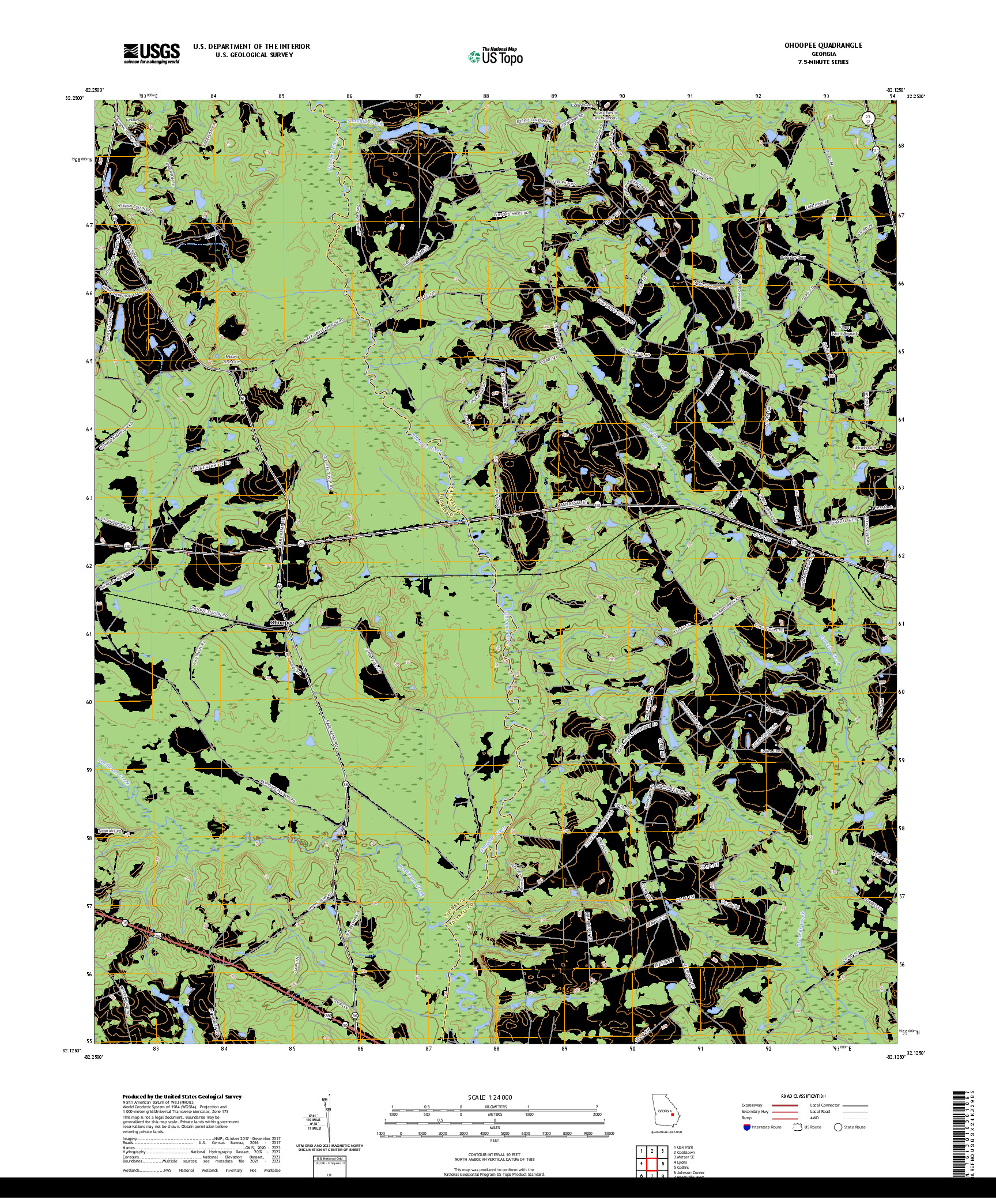 US TOPO 7.5-MINUTE MAP FOR OHOOPEE, GA