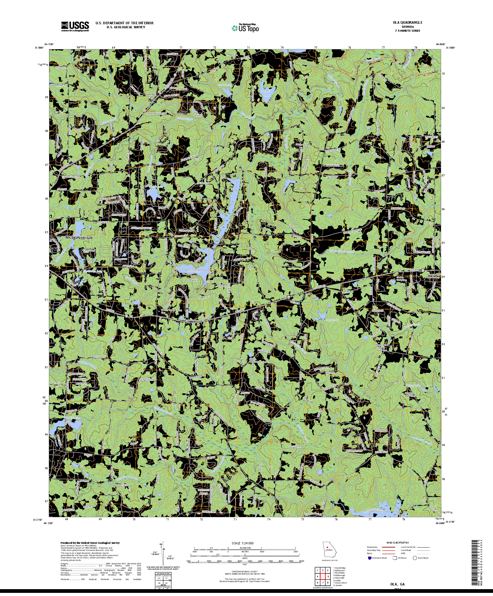 US TOPO 7.5-MINUTE MAP FOR OLA, GA