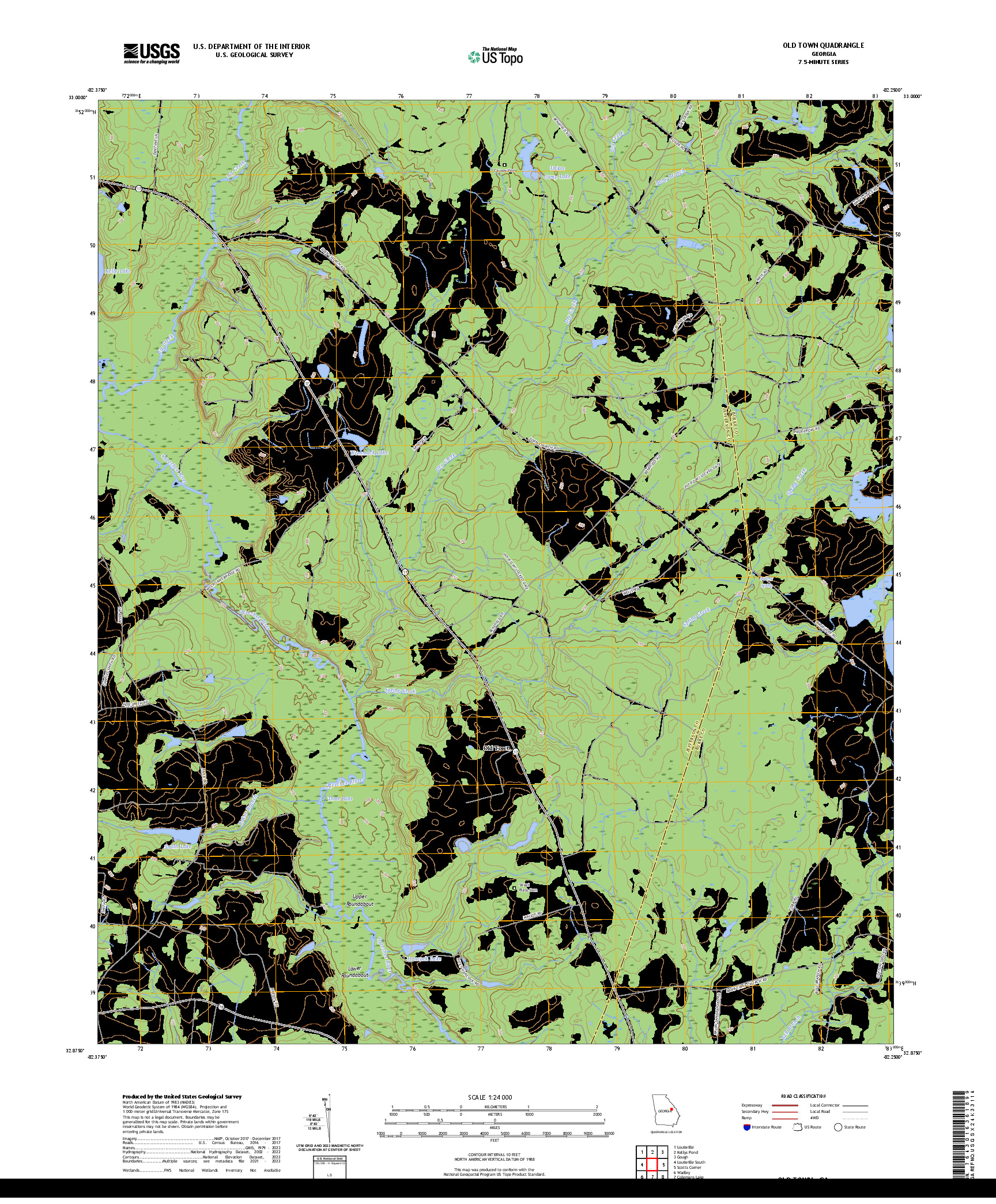 US TOPO 7.5-MINUTE MAP FOR OLD TOWN, GA