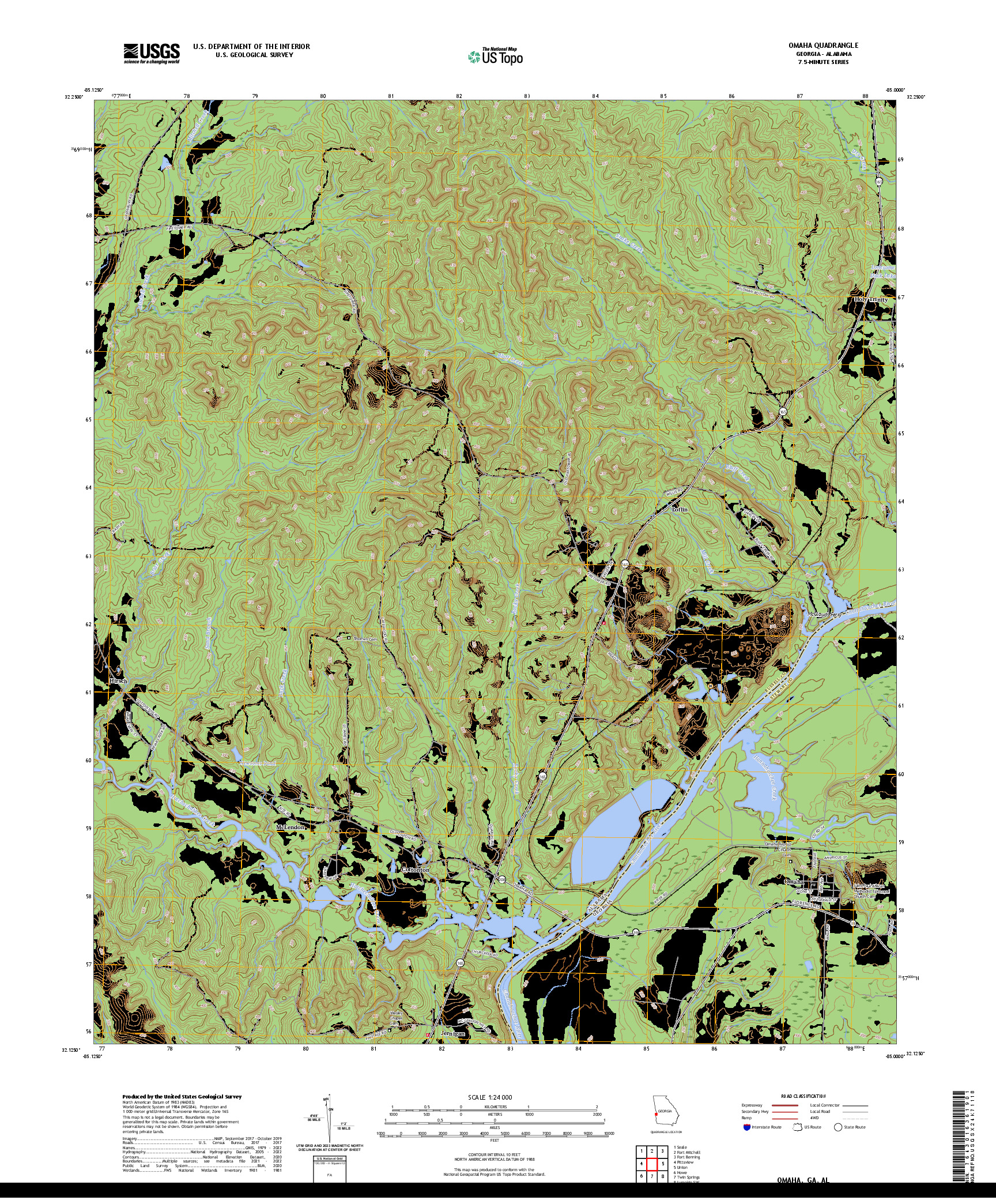 US TOPO 7.5-MINUTE MAP FOR OMAHA, GA,AL