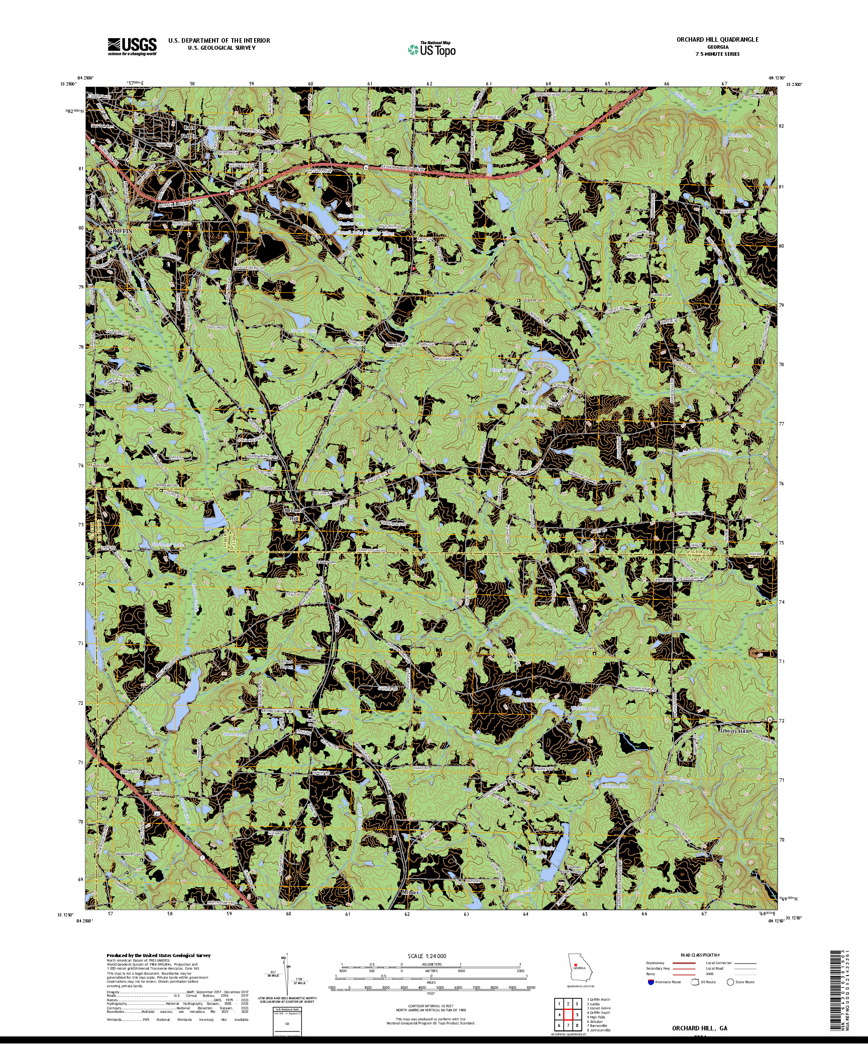 US TOPO 7.5-MINUTE MAP FOR ORCHARD HILL, GA