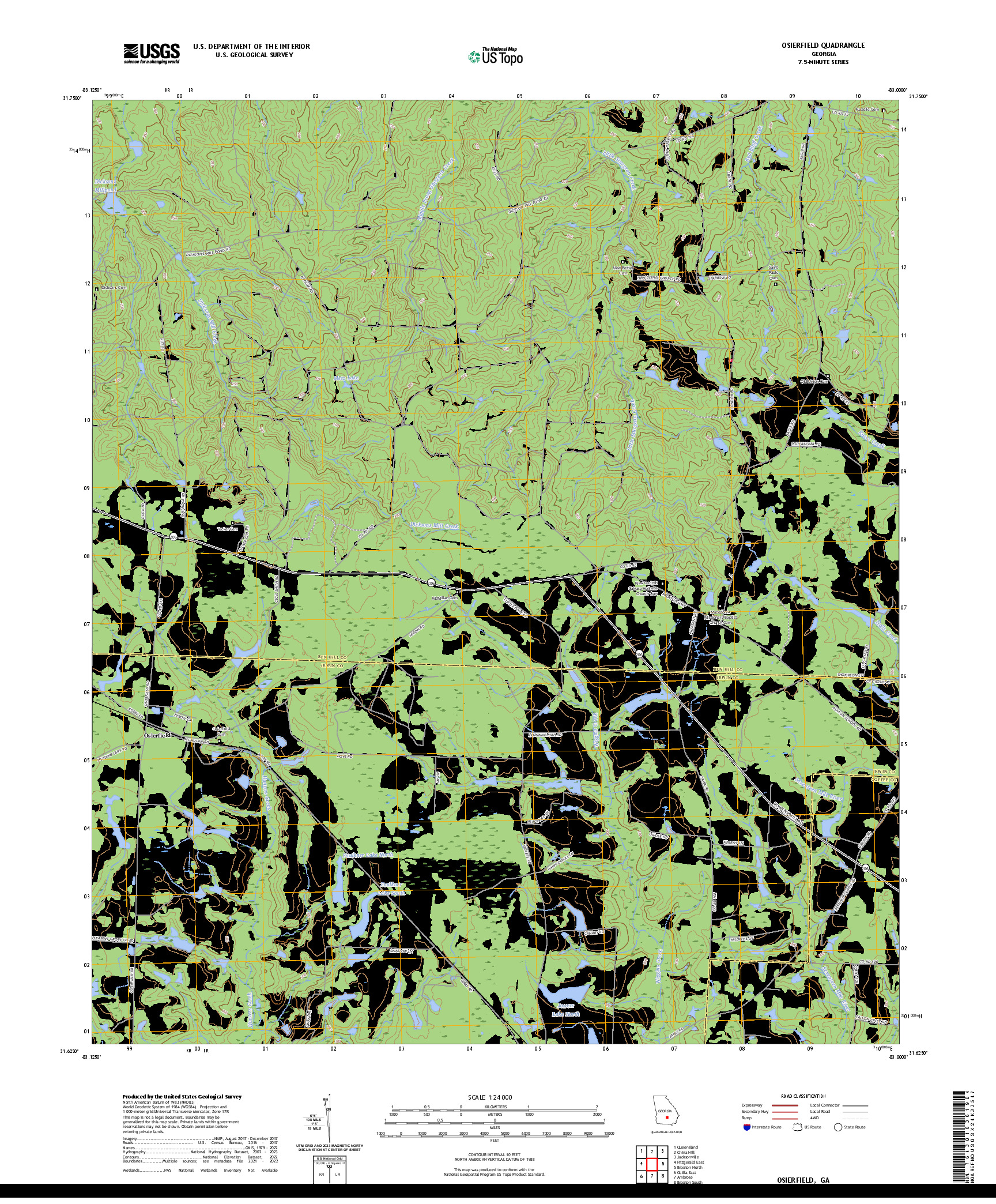 US TOPO 7.5-MINUTE MAP FOR OSIERFIELD, GA