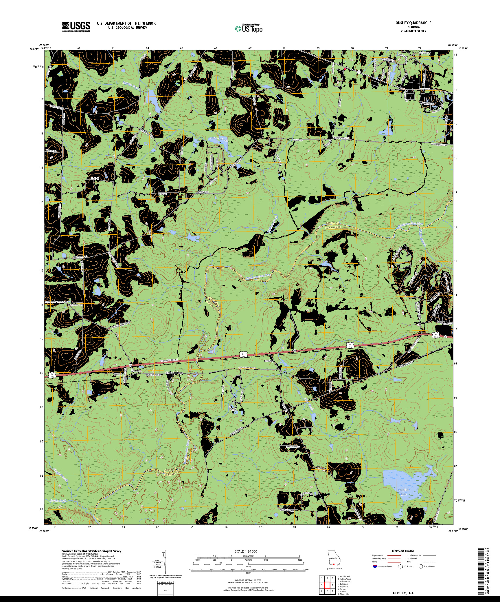 US TOPO 7.5-MINUTE MAP FOR OUSLEY, GA