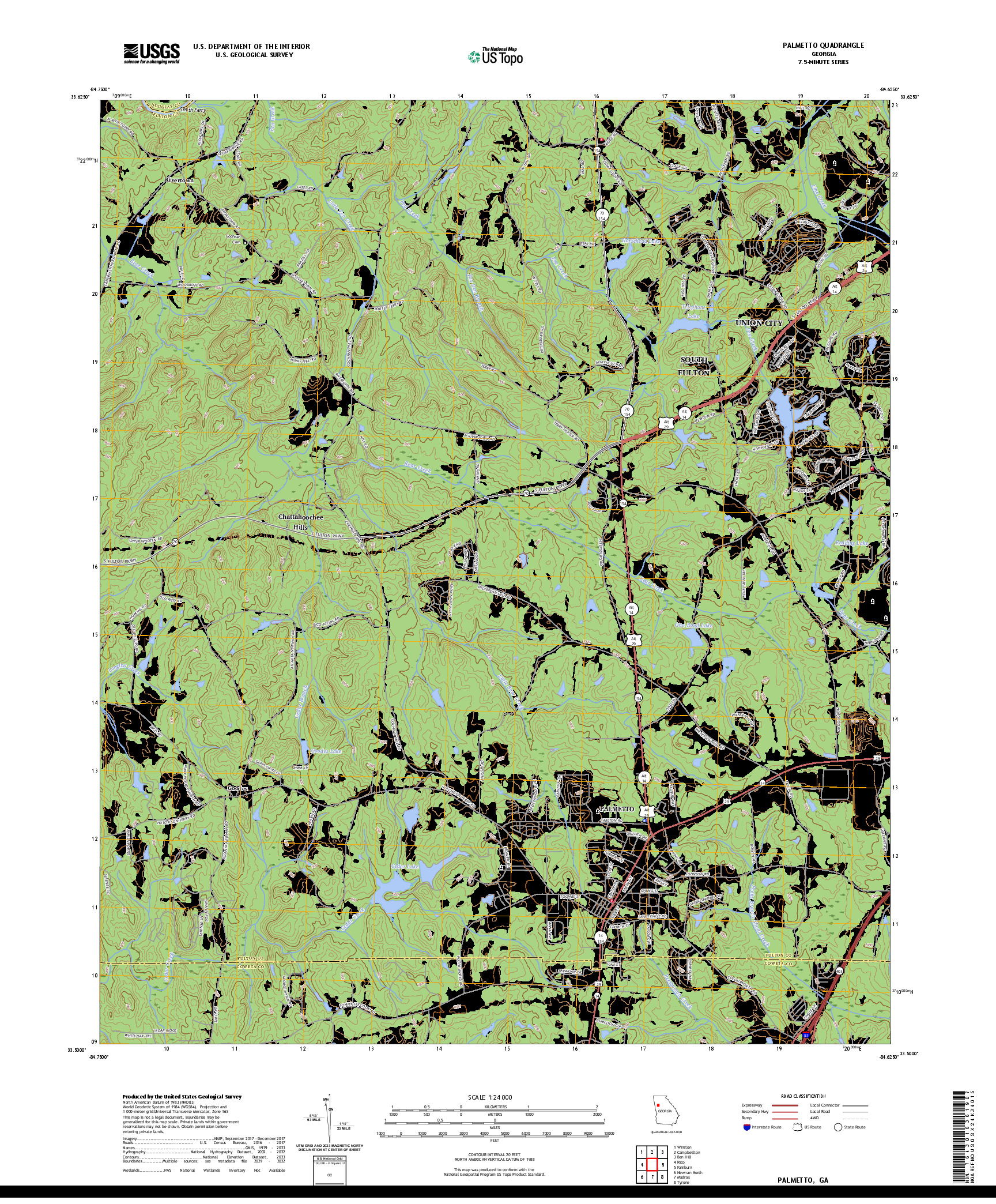 US TOPO 7.5-MINUTE MAP FOR PALMETTO, GA