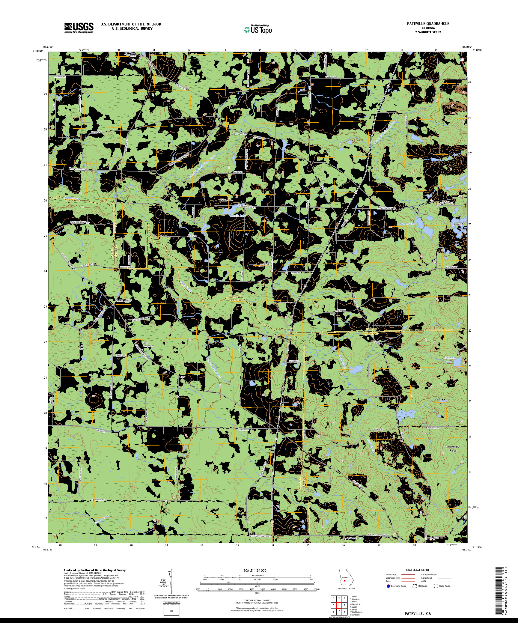 US TOPO 7.5-MINUTE MAP FOR PATEVILLE, GA