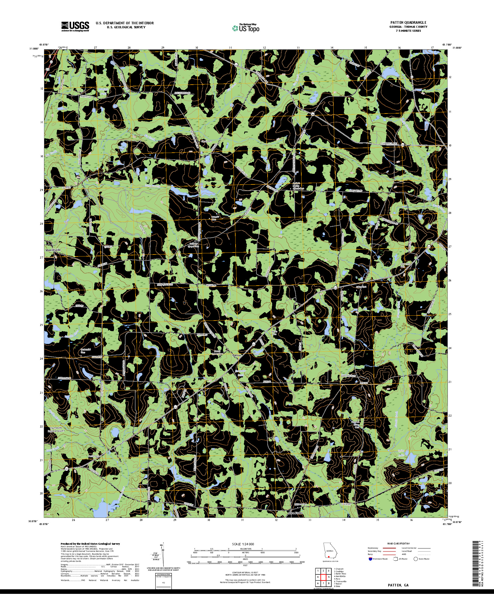 US TOPO 7.5-MINUTE MAP FOR PATTEN, GA