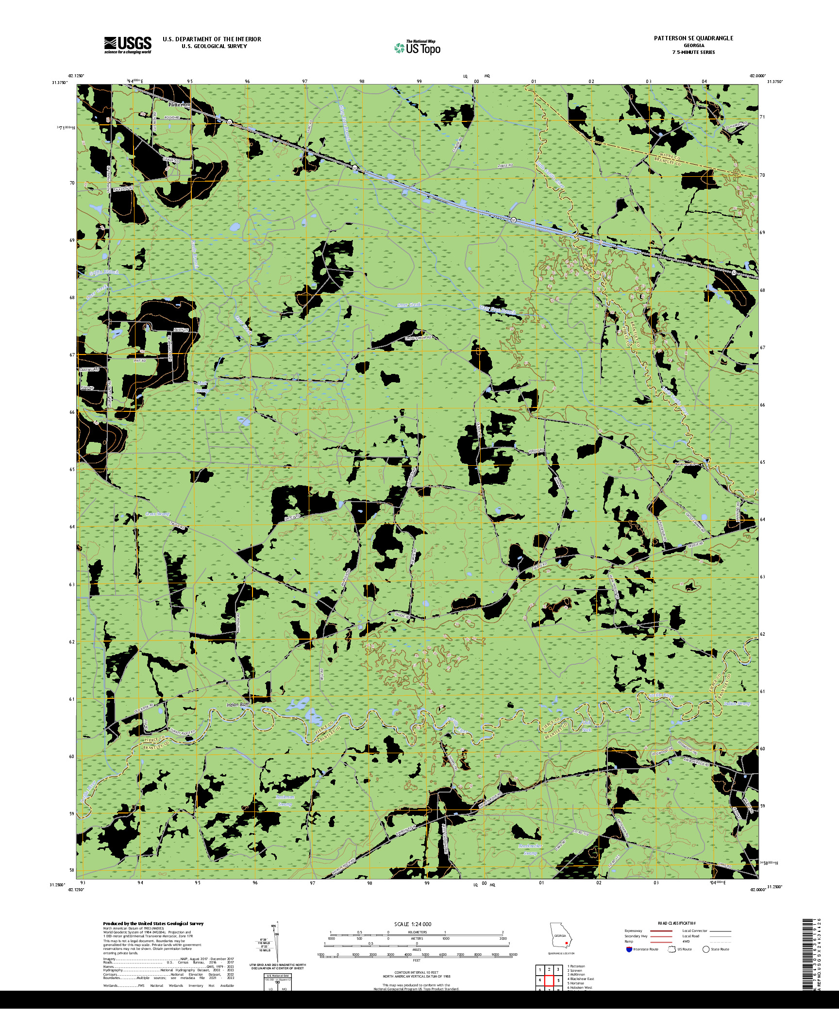 US TOPO 7.5-MINUTE MAP FOR PATTERSON SE, GA