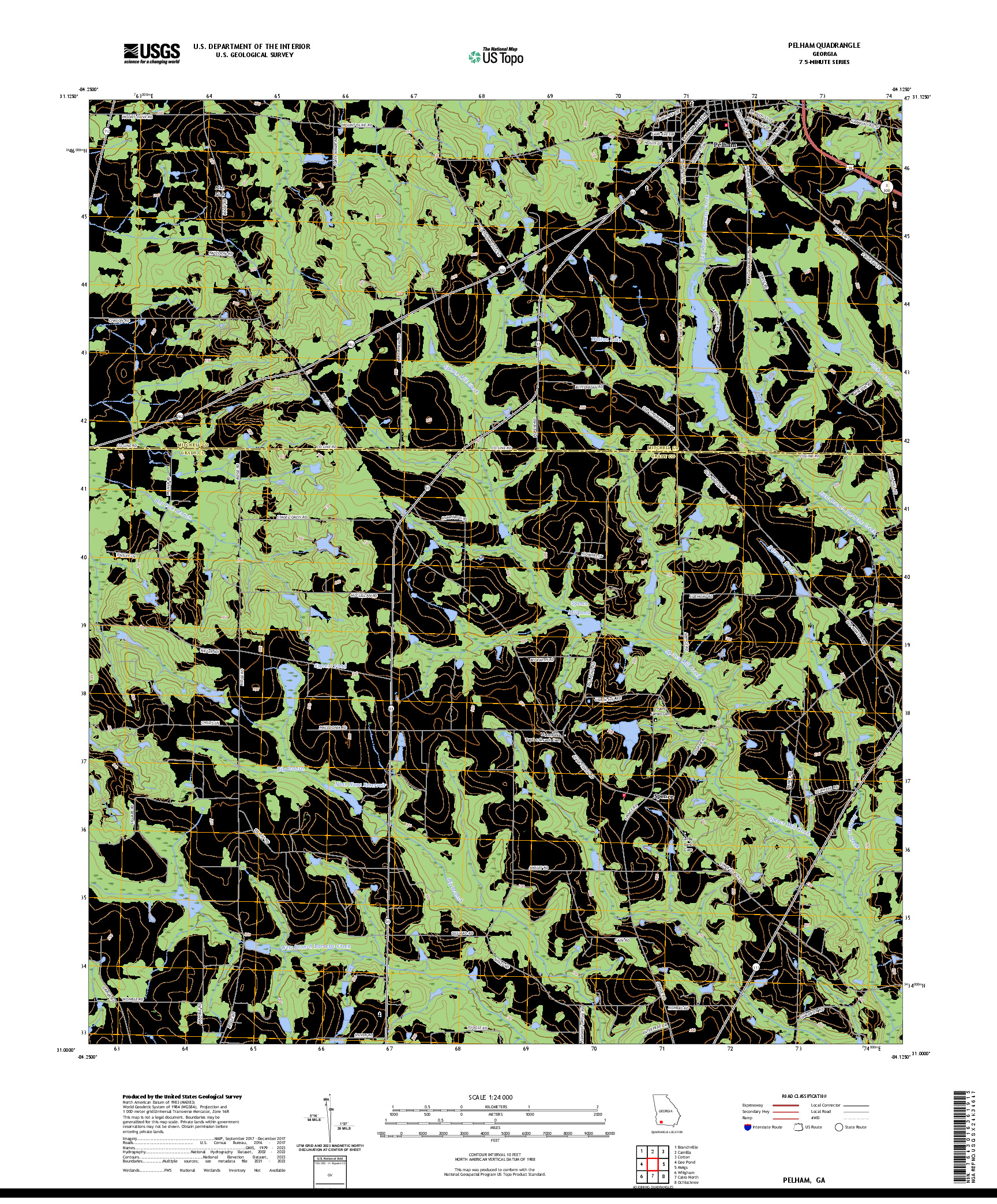 US TOPO 7.5-MINUTE MAP FOR PELHAM, GA