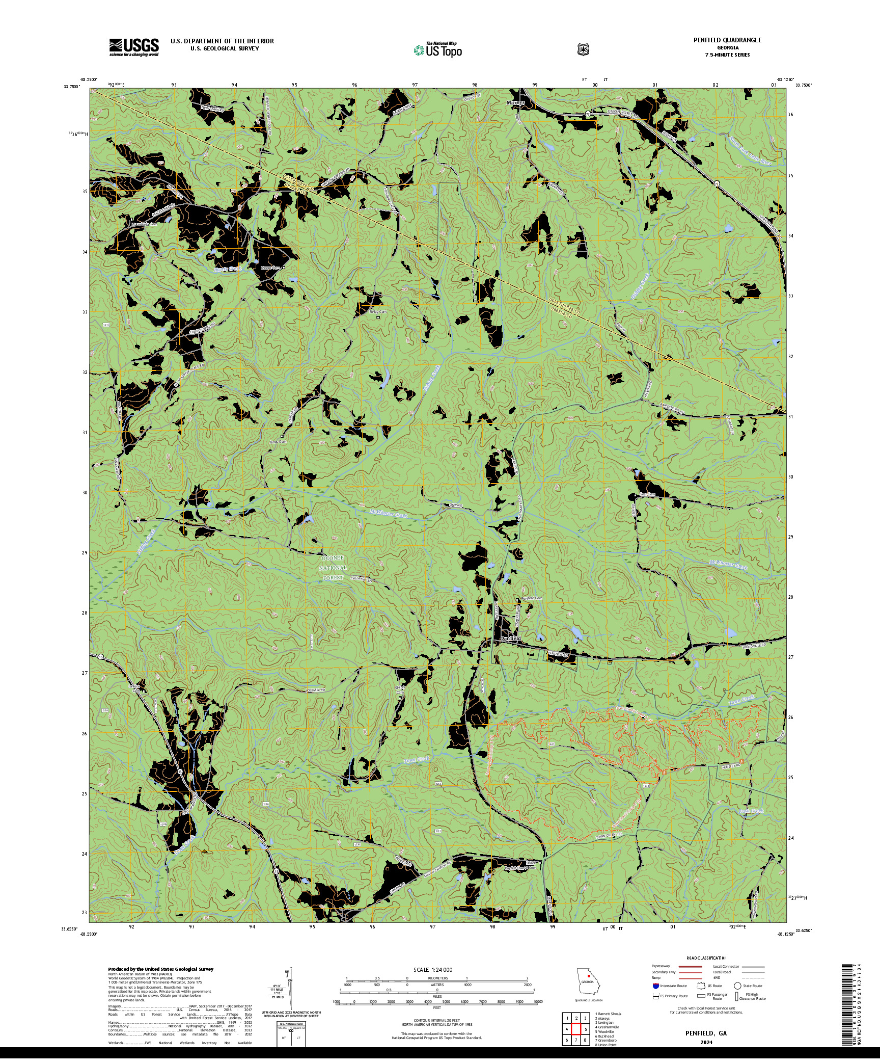 US TOPO 7.5-MINUTE MAP FOR PENFIELD, GA
