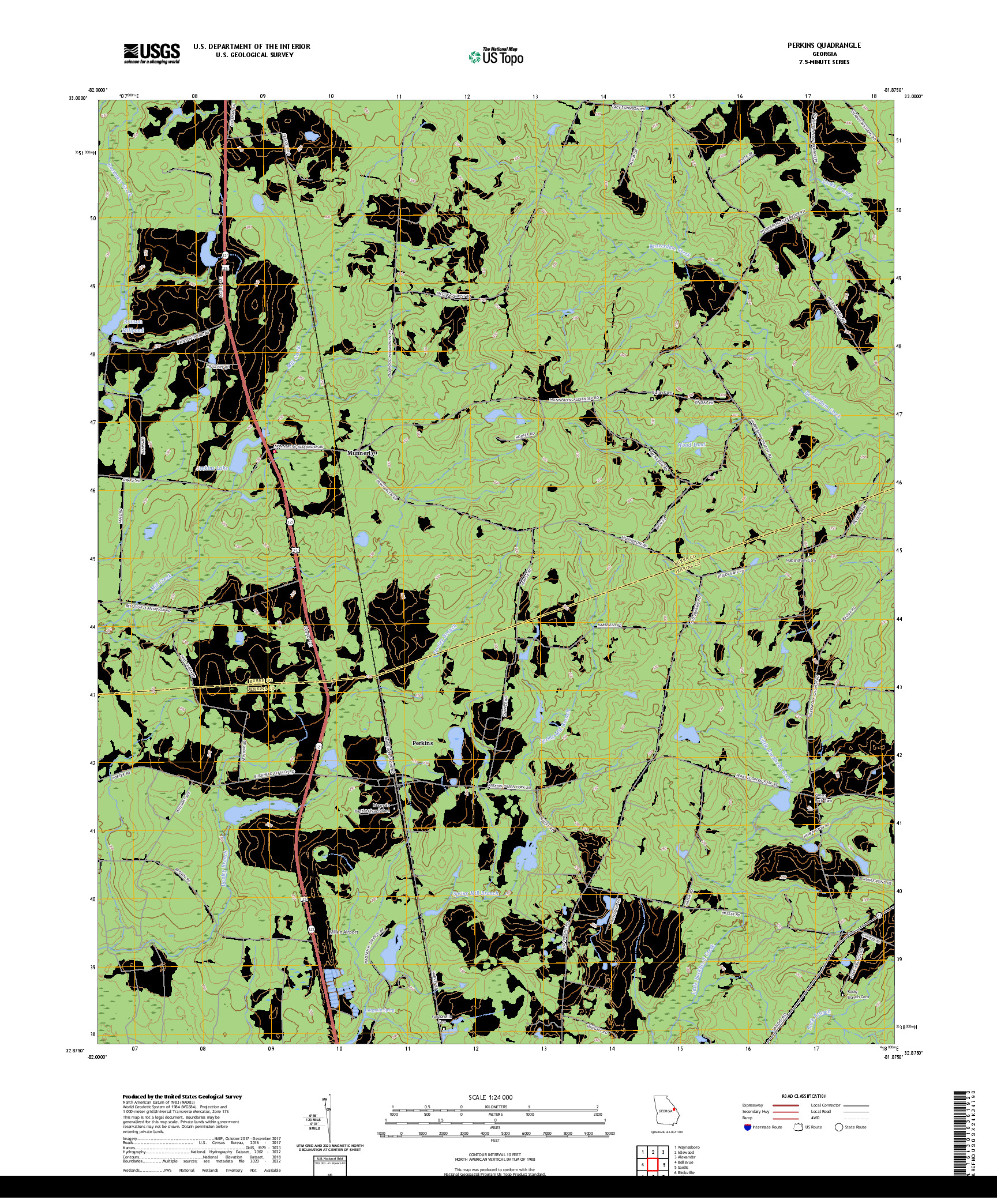 US TOPO 7.5-MINUTE MAP FOR PERKINS, GA
