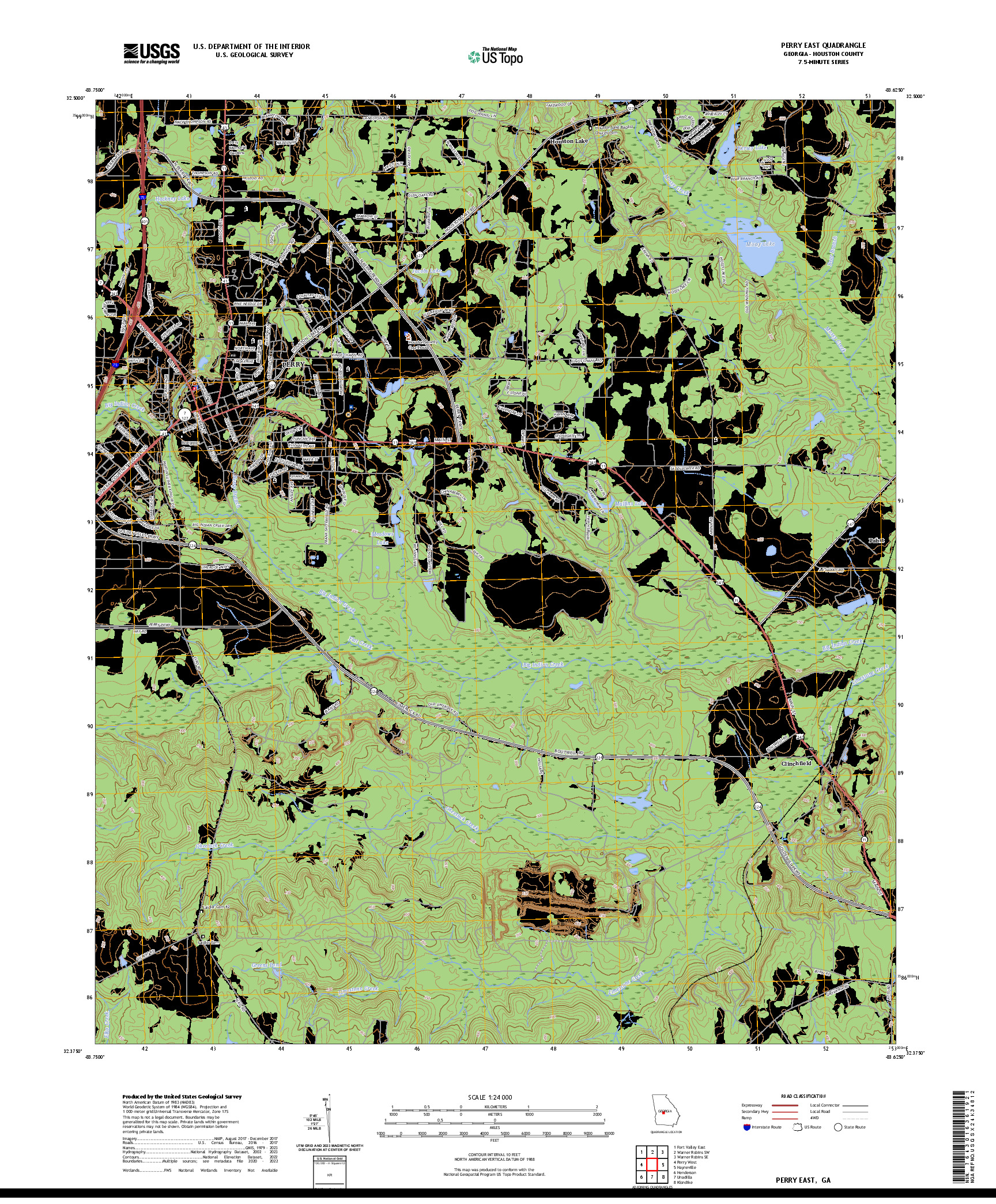 US TOPO 7.5-MINUTE MAP FOR PERRY EAST, GA