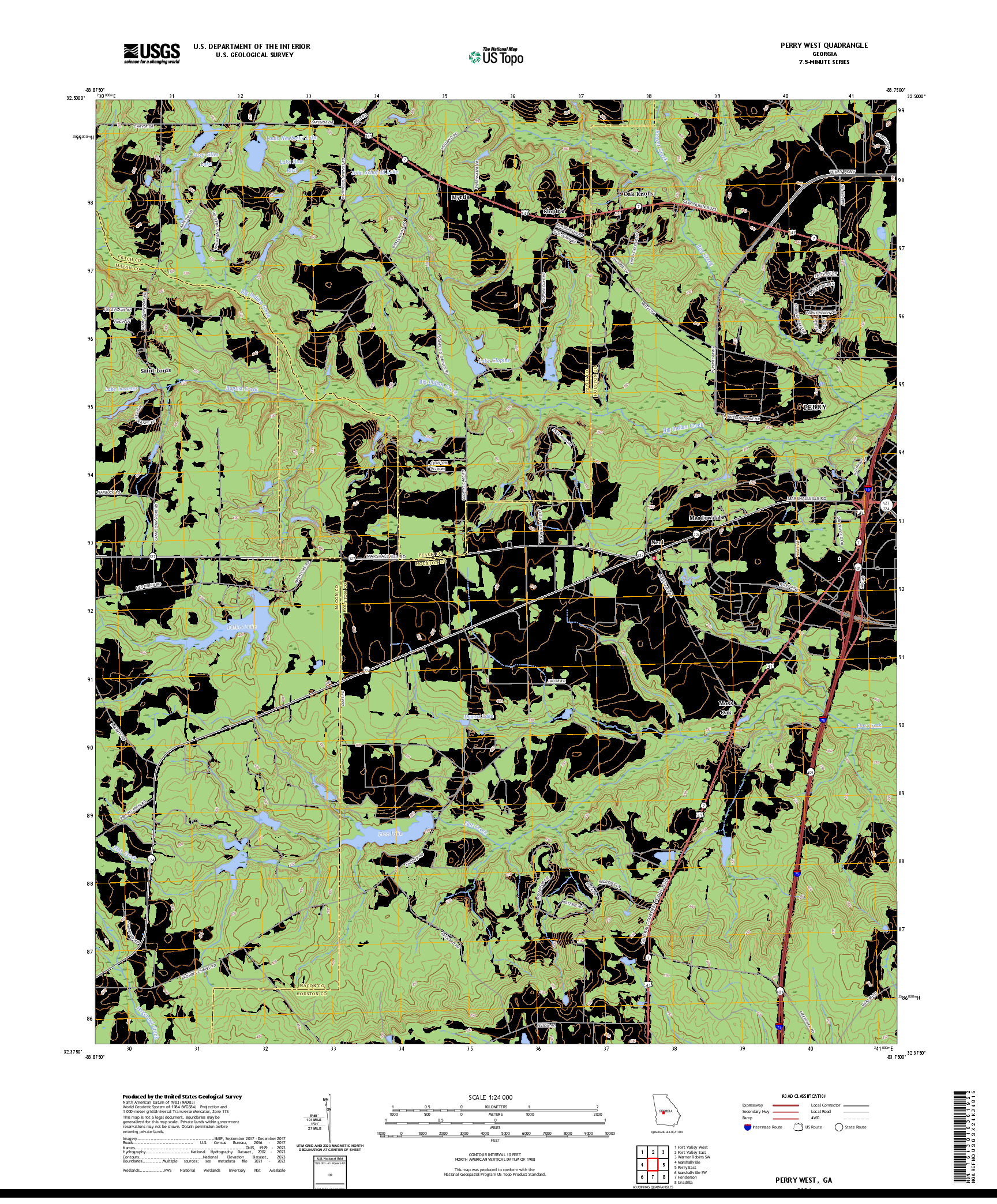 US TOPO 7.5-MINUTE MAP FOR PERRY WEST, GA