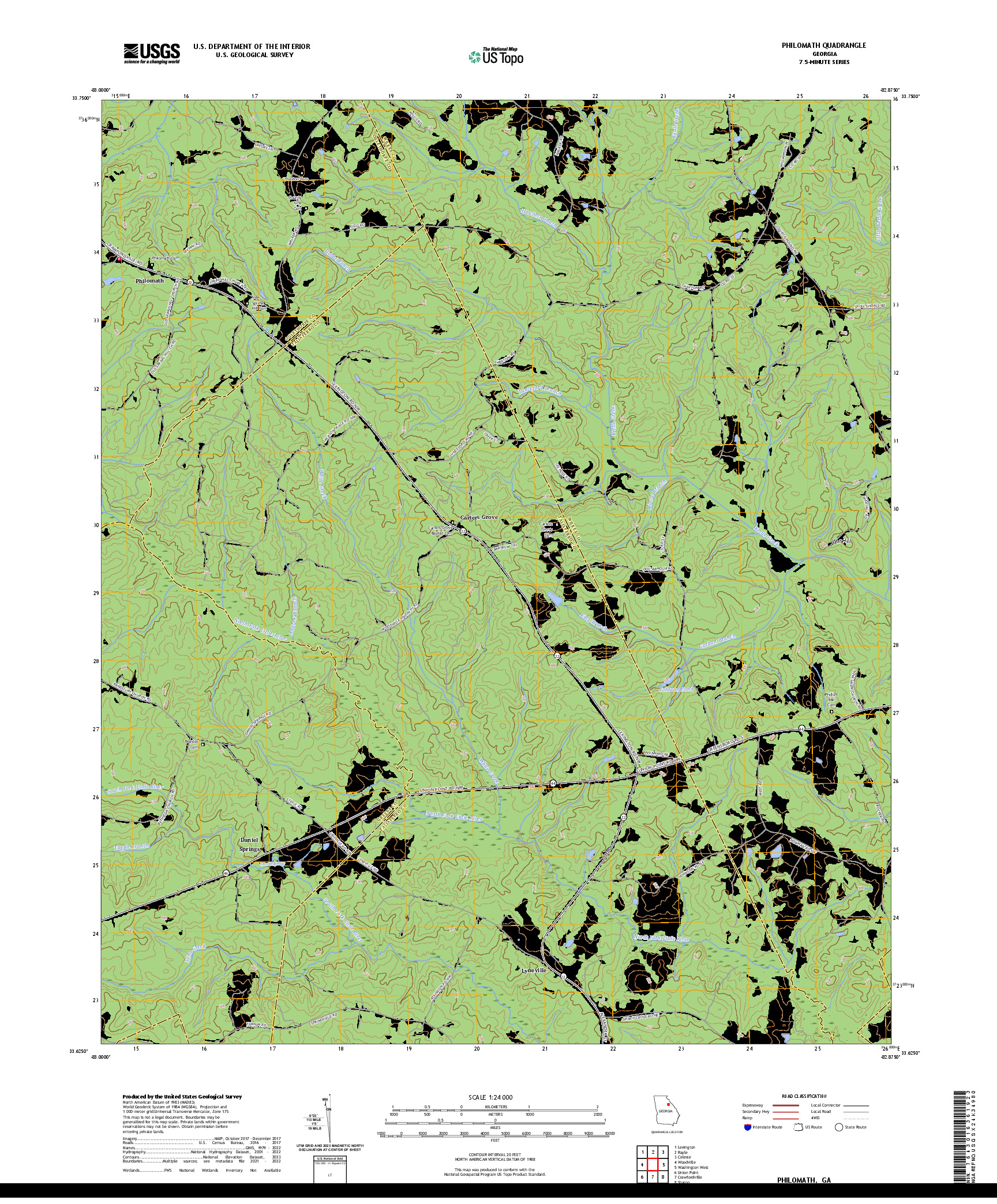 US TOPO 7.5-MINUTE MAP FOR PHILOMATH, GA